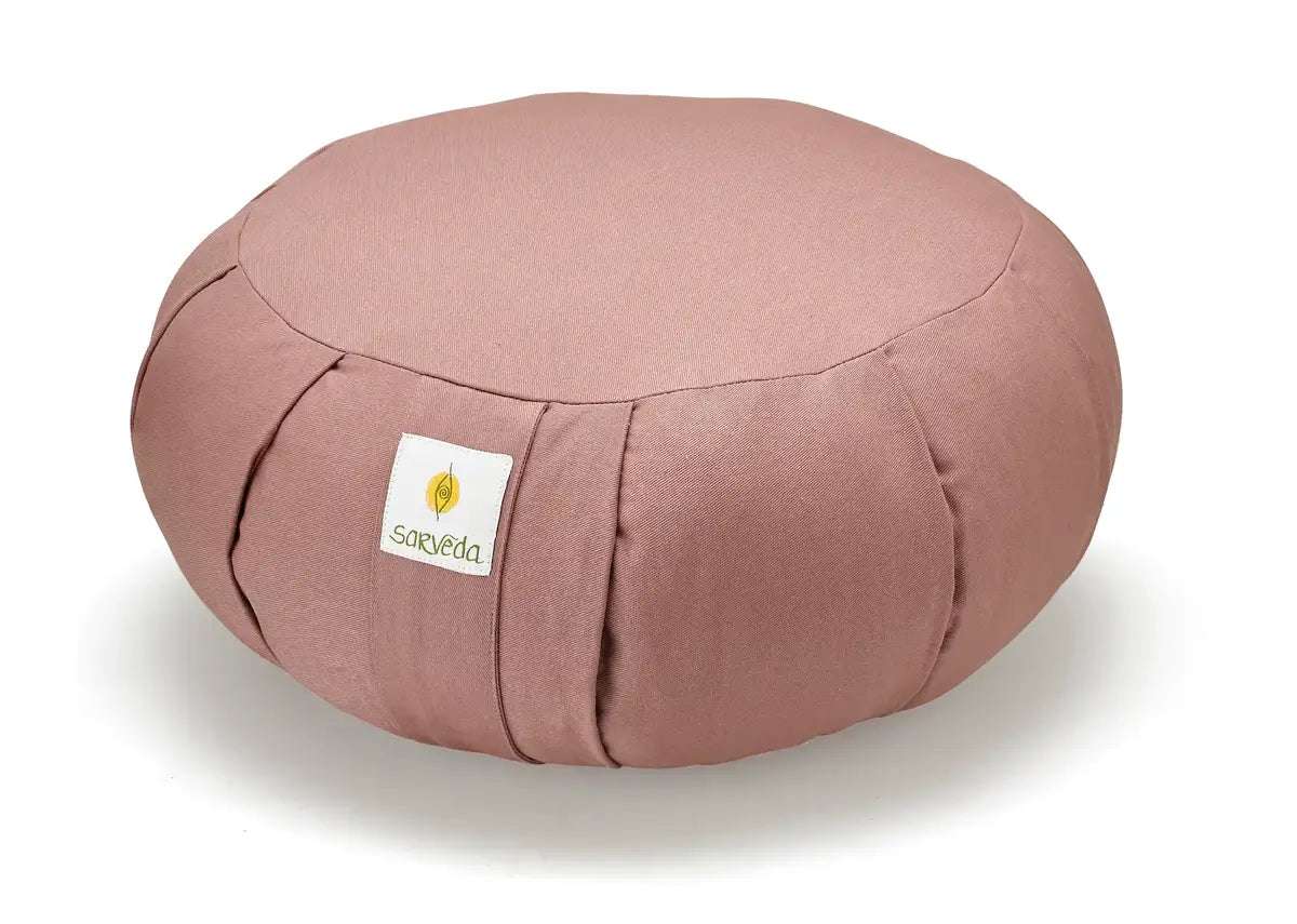 Sarveda Round Zafu Meditation and Yoga Cushion | Filled with Cotton | Rose