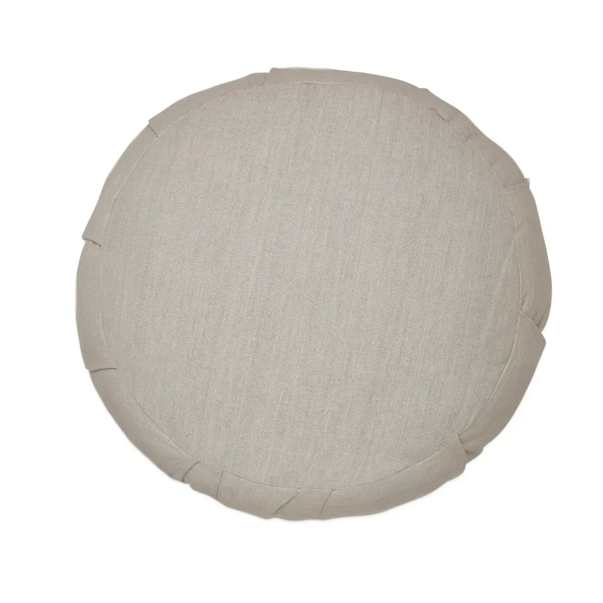 Sarveda Lotus Embroidered Round Zafu Meditation and Yoga Cushion | Filled with Cotton | Light Grey