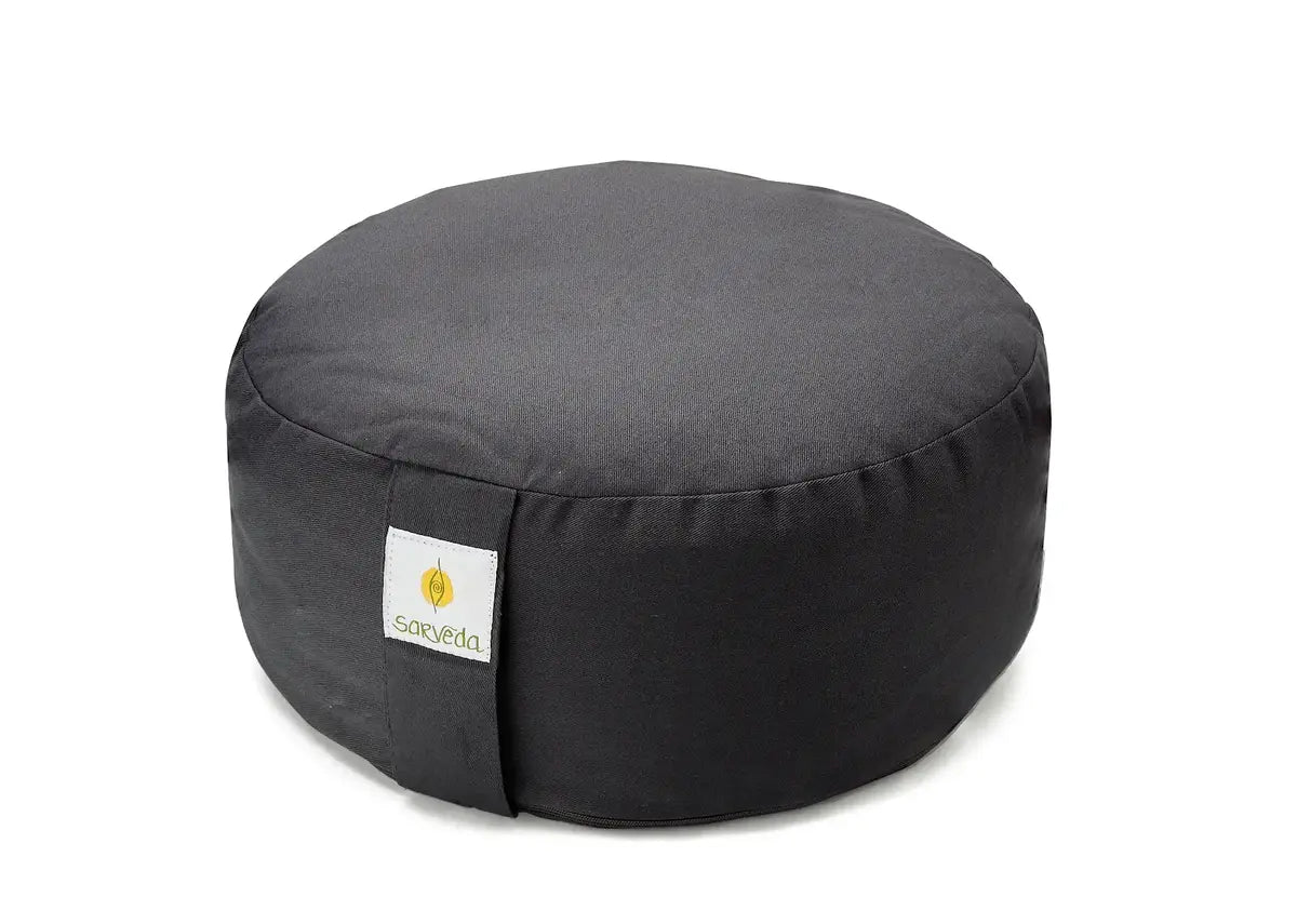 Sarveda Hi-Zafu Meditation Cushion filled with Buckwheat Hulls | Dark Grey