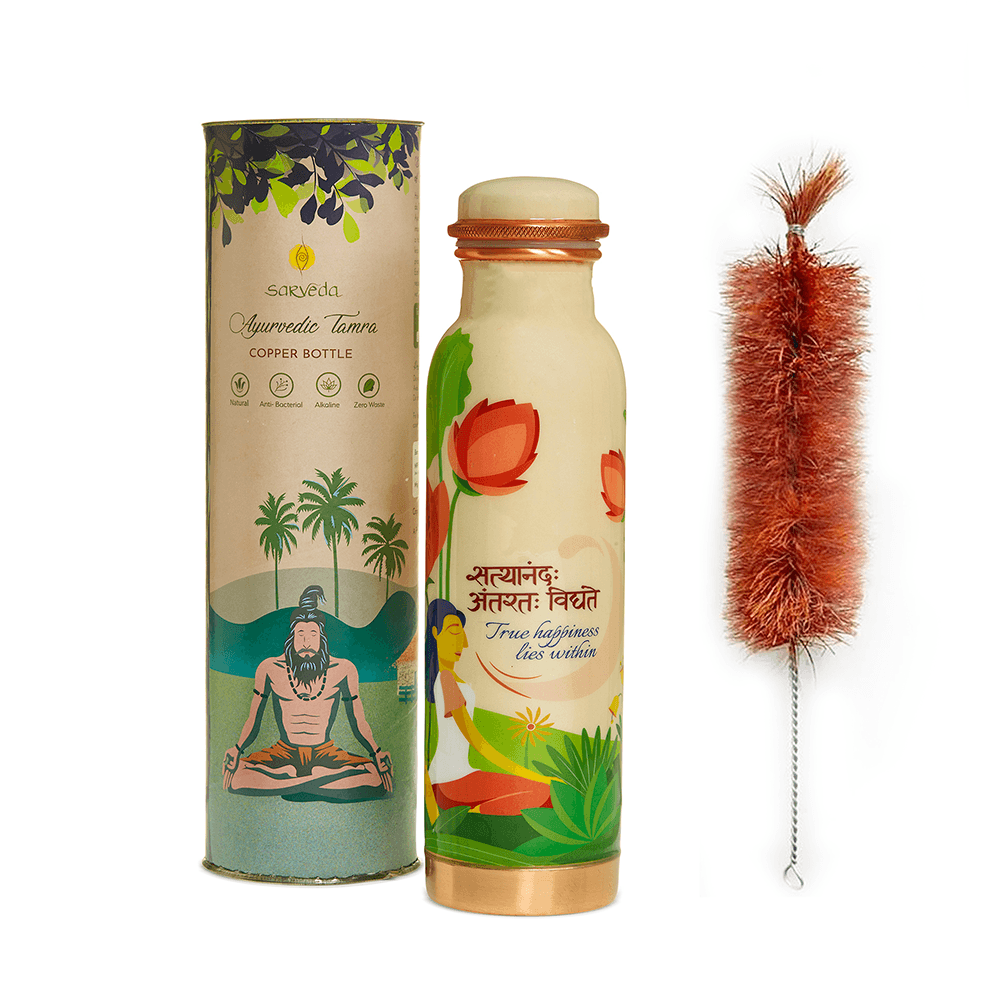 Sarveda Happiness Copper Bottle-white -.500 Ml with Brush