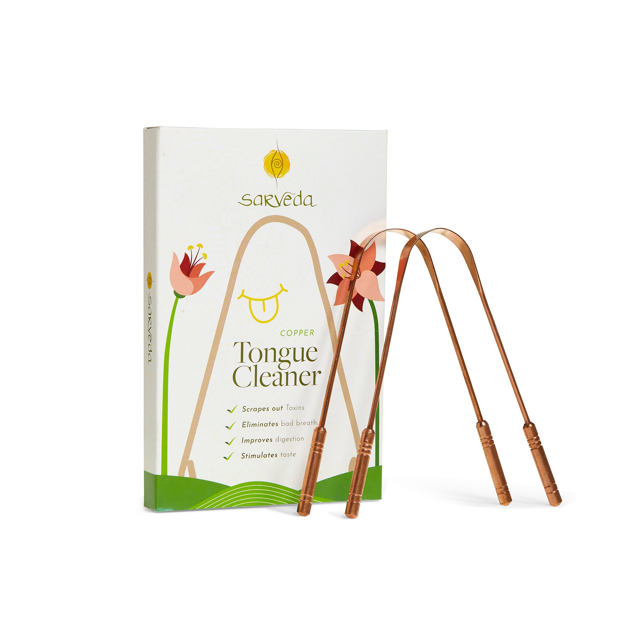 Sarveda Ayurvedic Copper Tongue Cleaner | Straight | Pack of 2