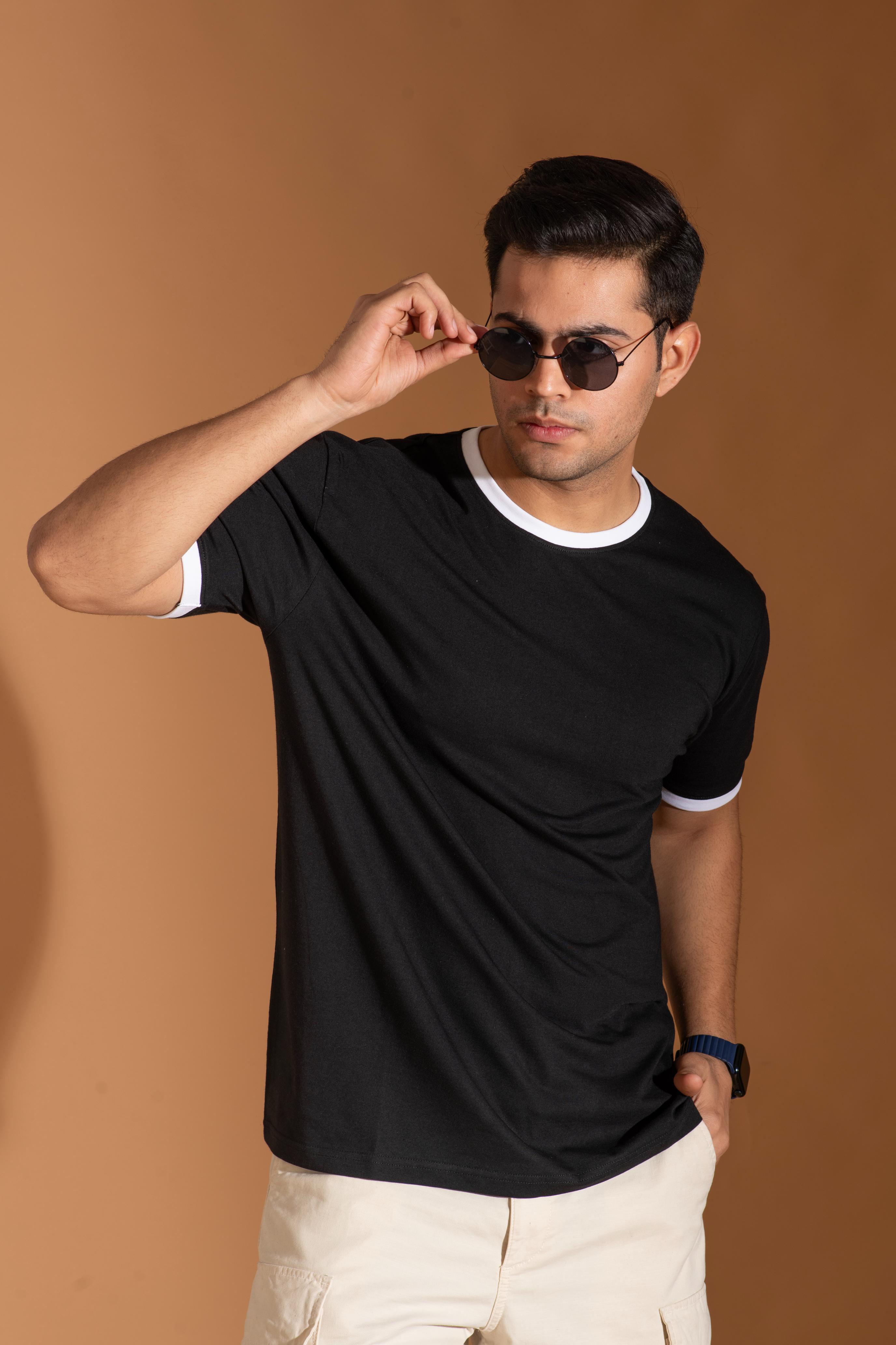 Bambians Men Contrast Tee-Black