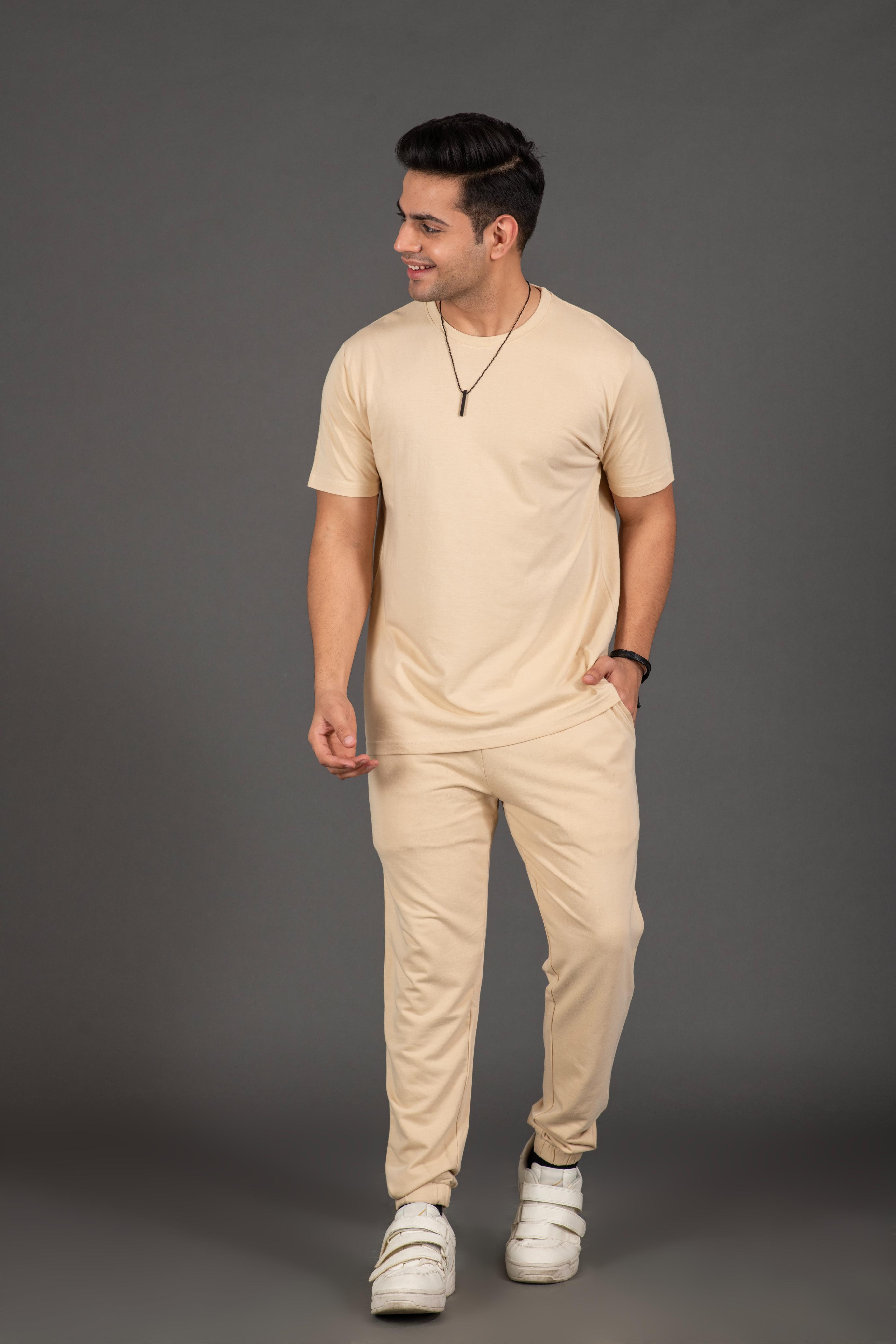 Bambians Men Tracks Co-ords-Beige