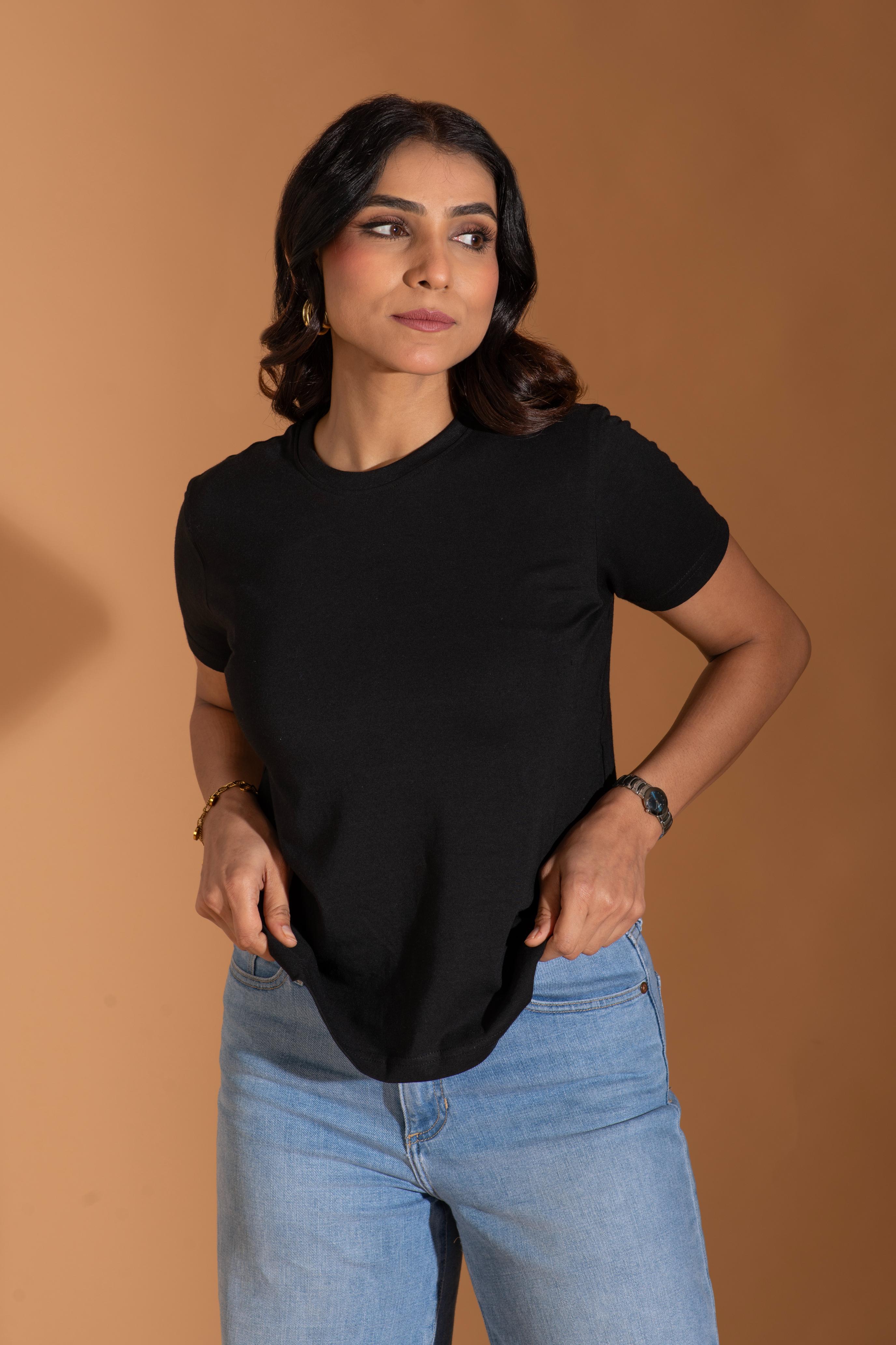 Bambians Women Round Tee-Black