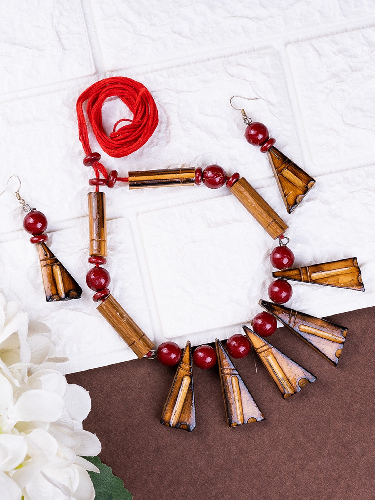 Sowpeace Handcrafted Bamboo Triangle Necklace: Artistic Tradition in Style