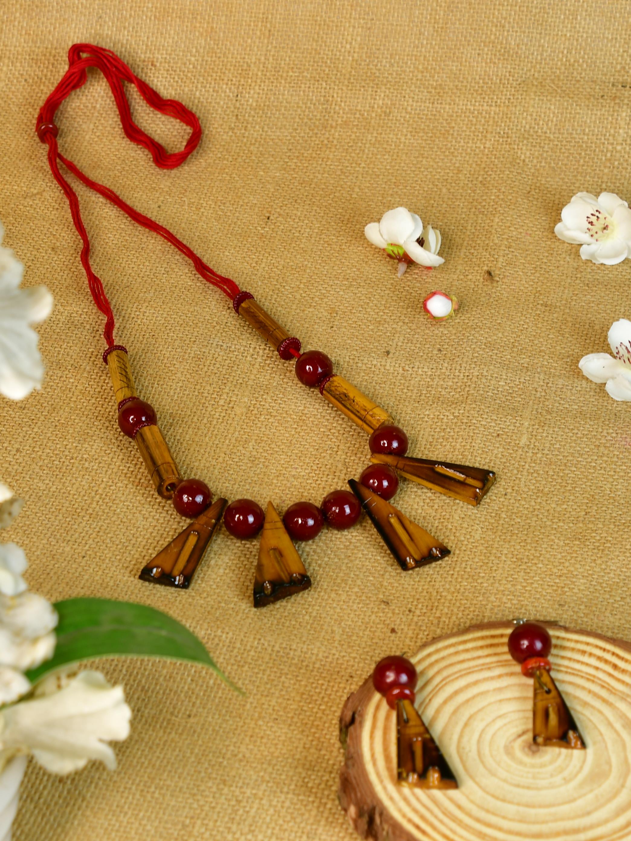 Sowpeace Handcrafted Bamboo Triangle Necklace: Artistic Tradition in Style