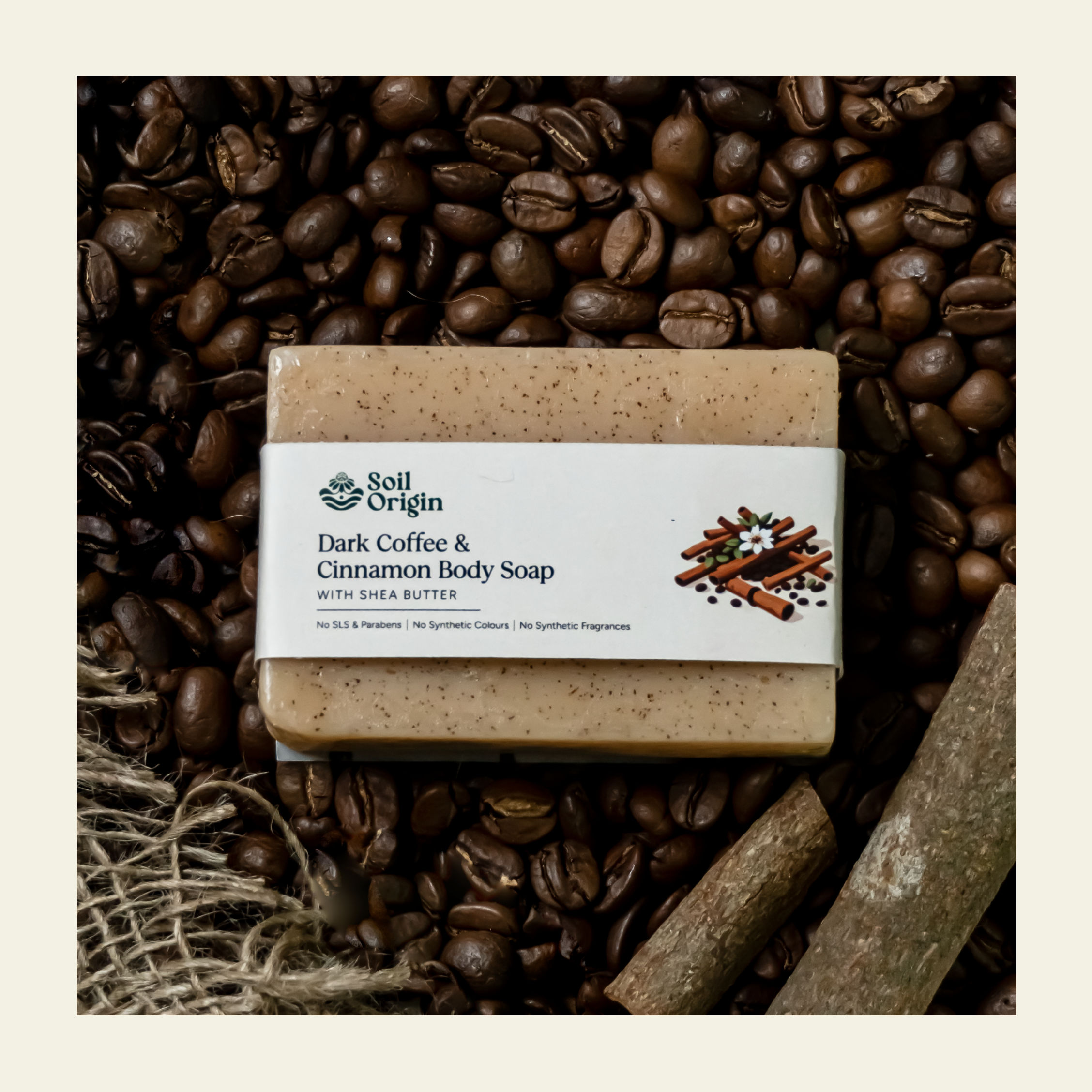 Soil Origin Handmade Body Soap Combo - Green French Clay, Charcoal Lemongrass, Coffee Cinnamon