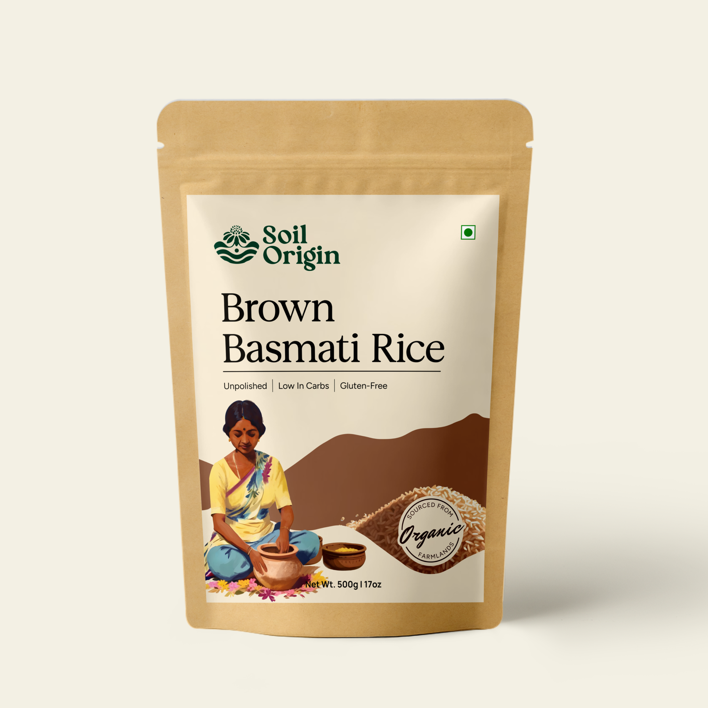 Soil Origin Brown Bashmati Rice - 500 Gm