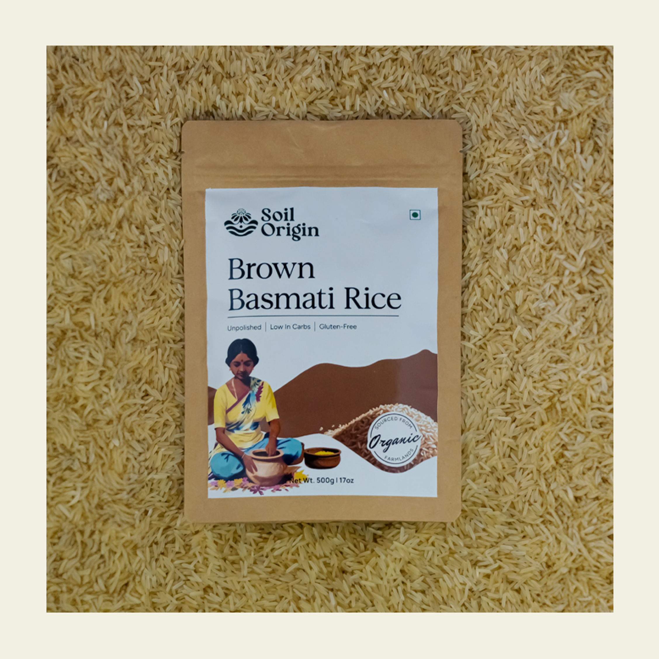 Soil Origin Brown Bashmati Rice - 500 Gm