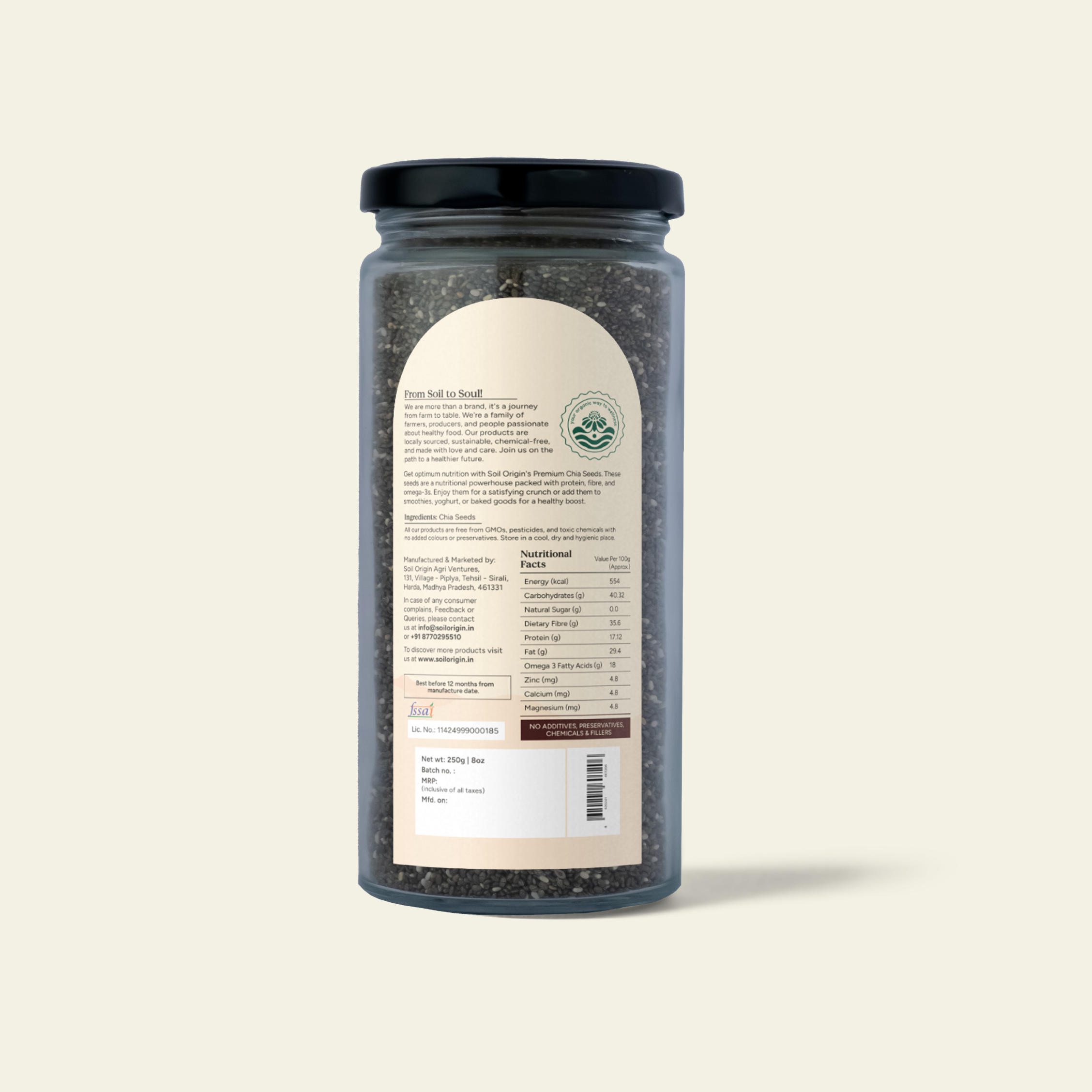 Soil Origin Chia Seeds - 250 Gm