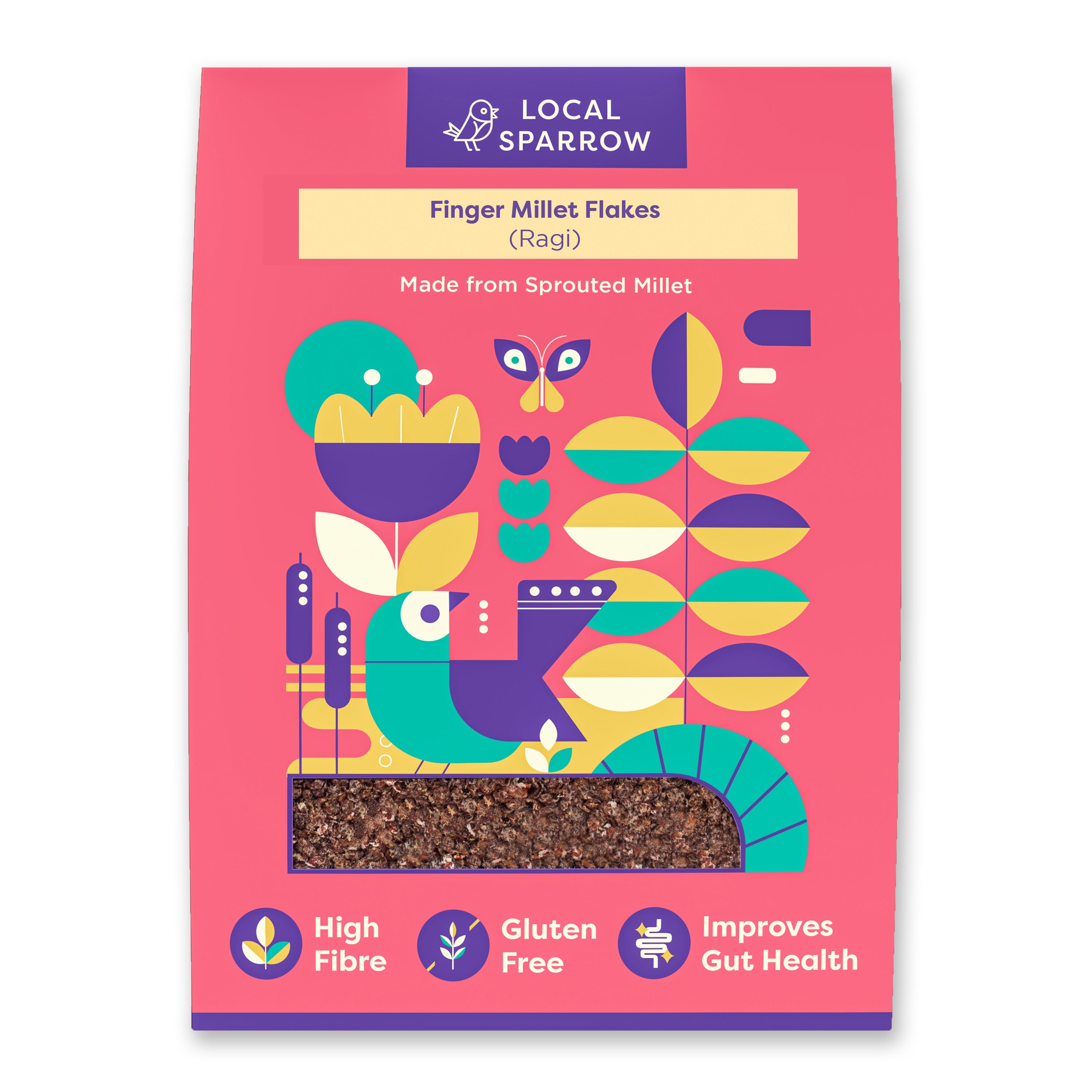 Local Sparrow| Sprouted Finger Millet Flakes| Ragi Poha| 500g