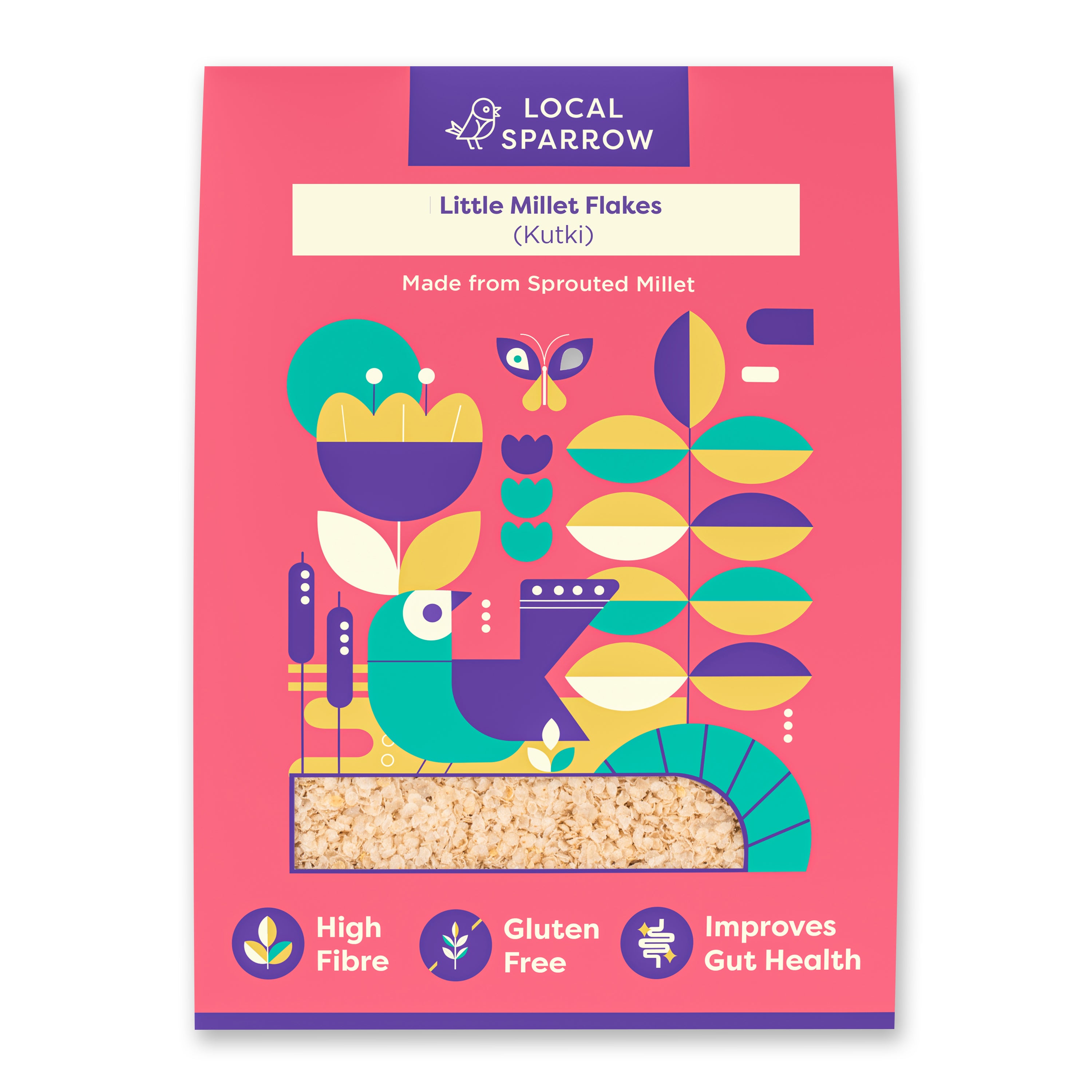 Local Sparrow|Sprouted Little Millet Flakes|Kutki Poha|500g