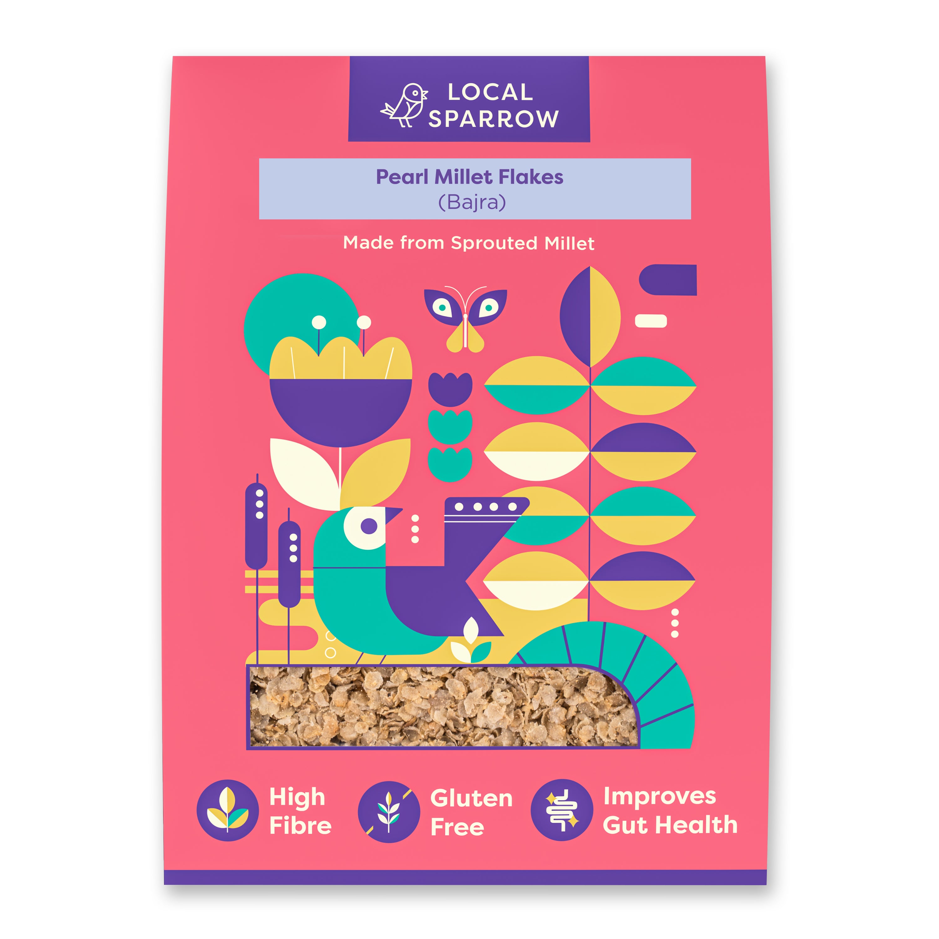 Local Sparrow|Sprouted Pearl Millet Flakes|Bajra Poha|500g