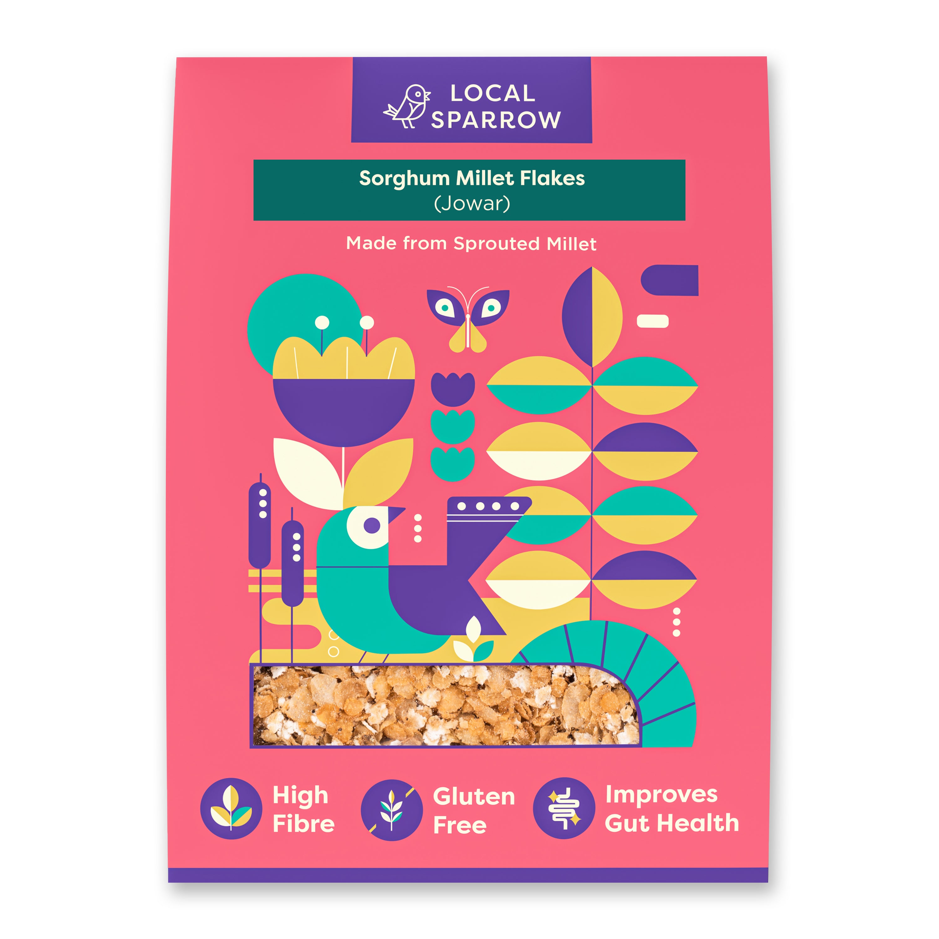 Local Sparrow| Sprouted Sorghum Millet Flakes|Jowar Poha|500g