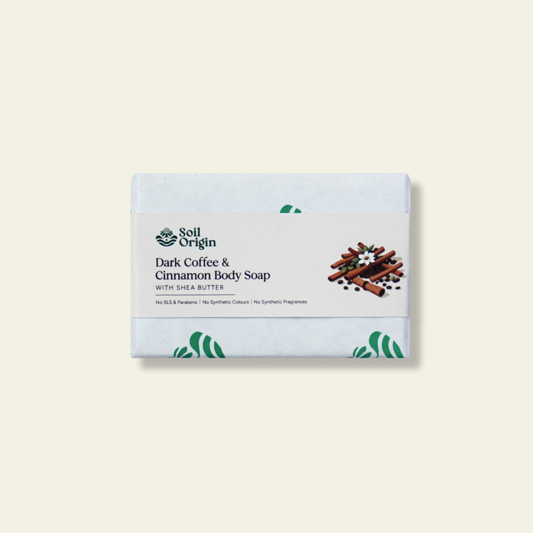 ⁠Soil Origin Dark Coffee and Cinnamon Body Soap With Shea Butter - 100 Gm