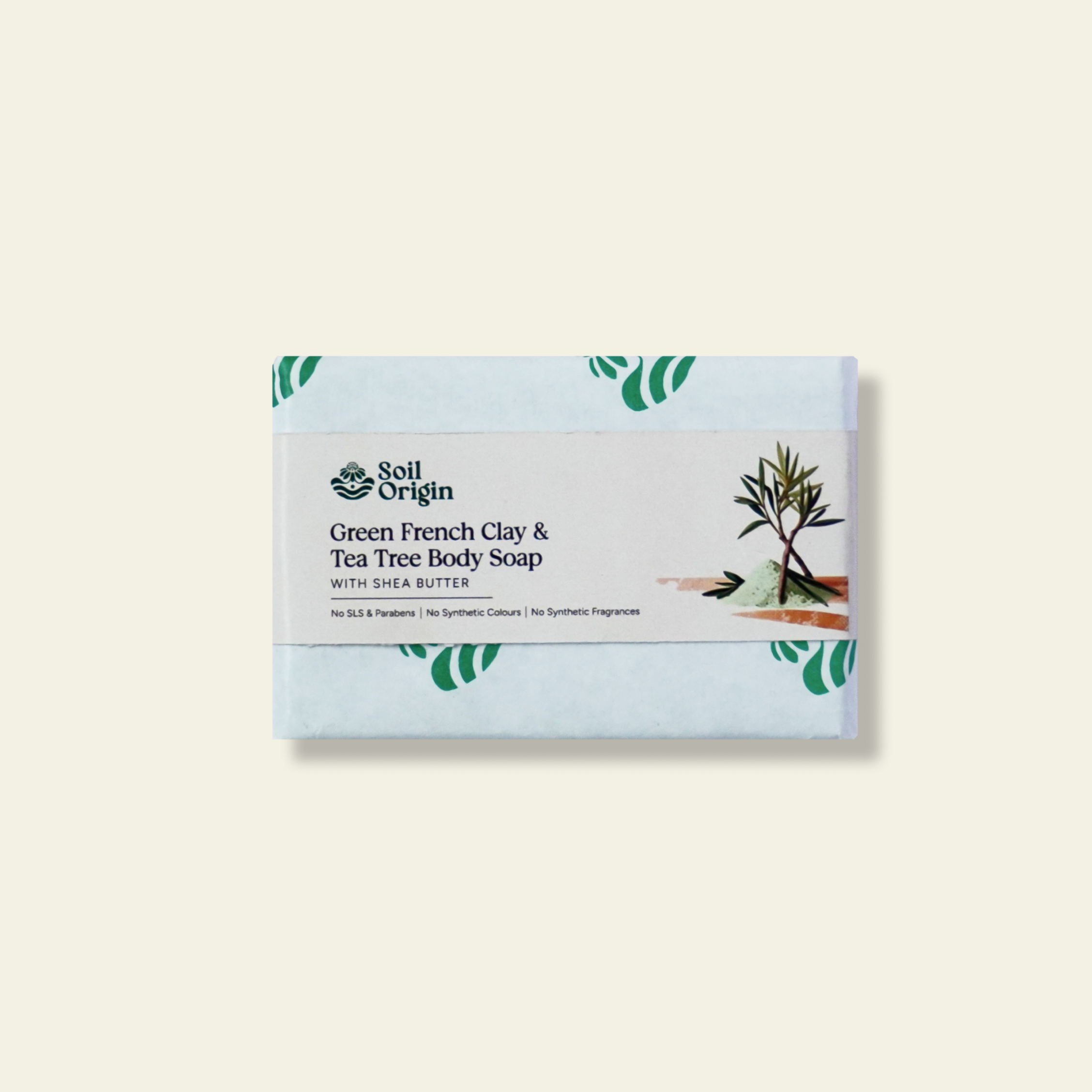 Soil Origin Green French Clay & Tea Tree Body Soap With Shea Butter - 100 Gm