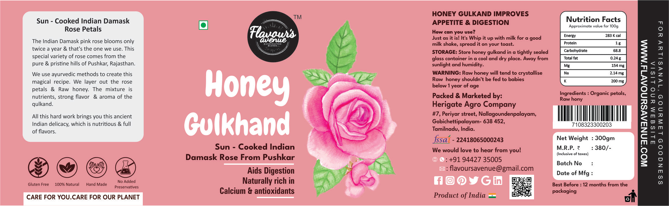 Flavours Avenue Honey Bamboo Gulkhand 300g