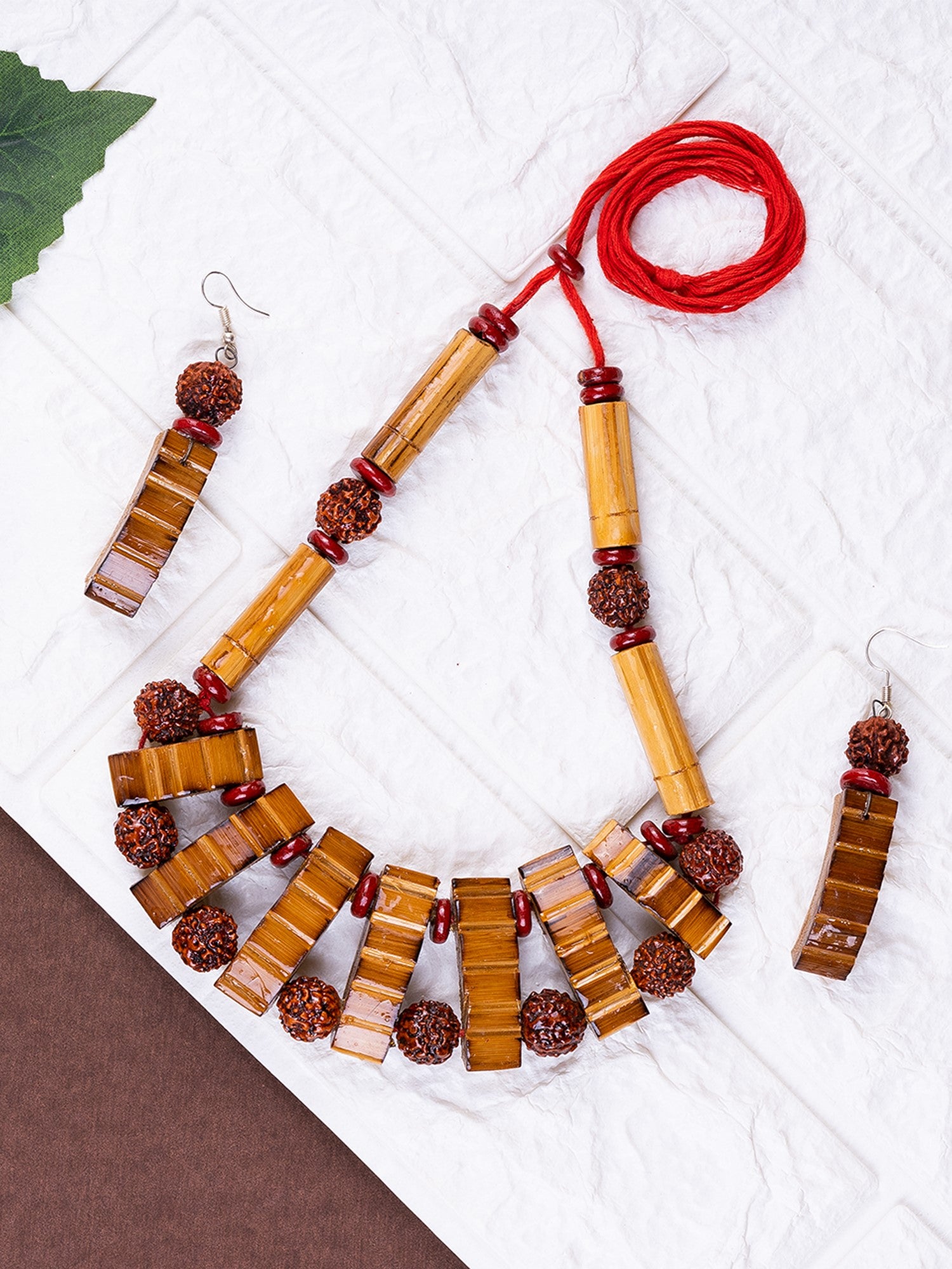 Handcrafted Bamboo & Rudraksha Necklace by Sowpeace – Reviving Indian Art