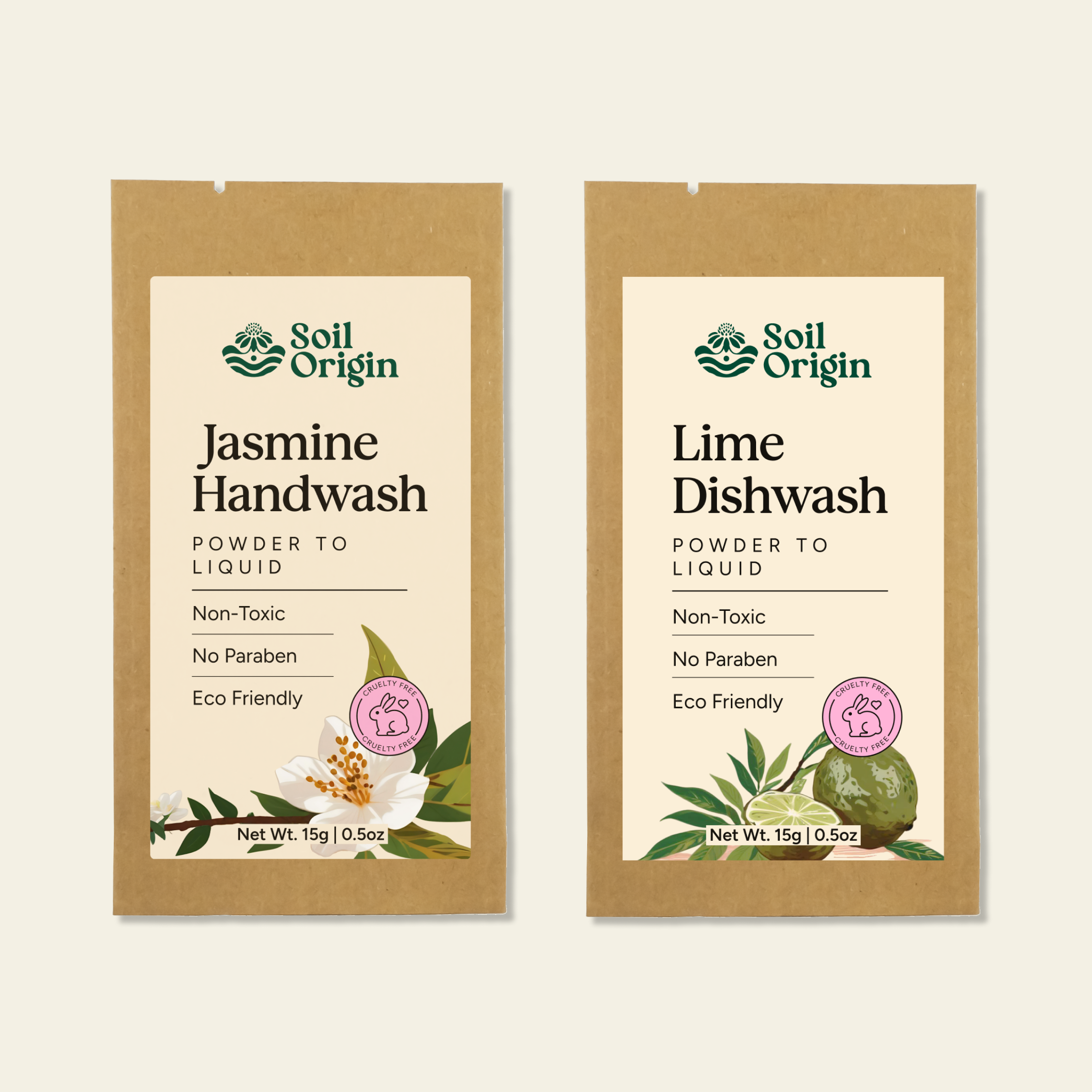 Soil Origin Eco-Friendly Hand & Dishwash Set - Jasmine Handwash & Lime Dishwash