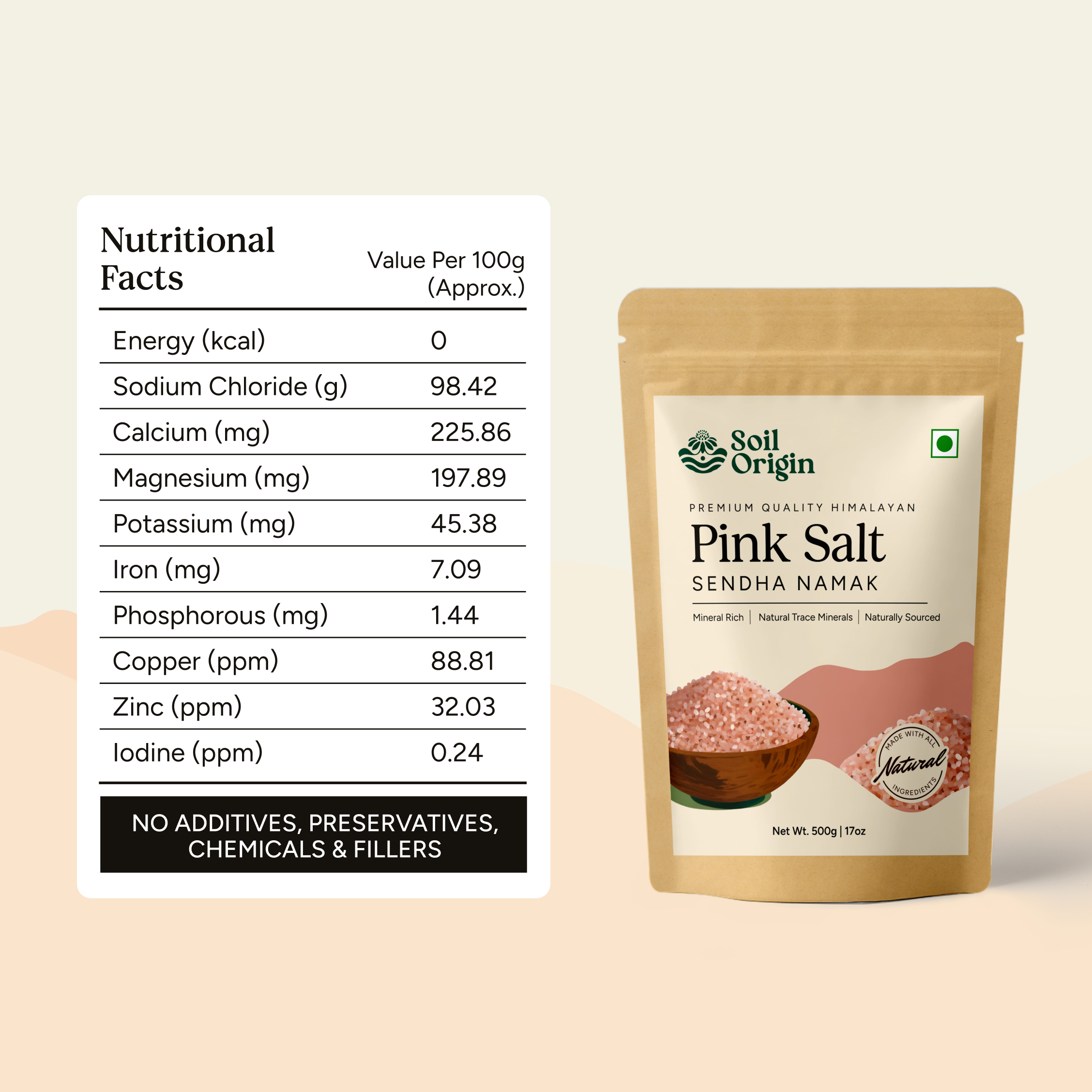 Soil Origin Pink Himalayan Salt - 500 Gm