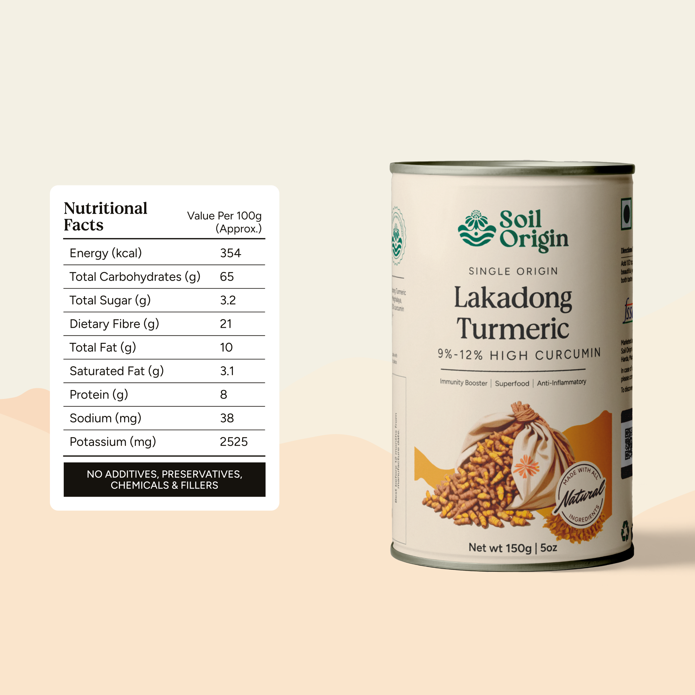 Soil Origin Lakadong Turmeric - 150 Gm