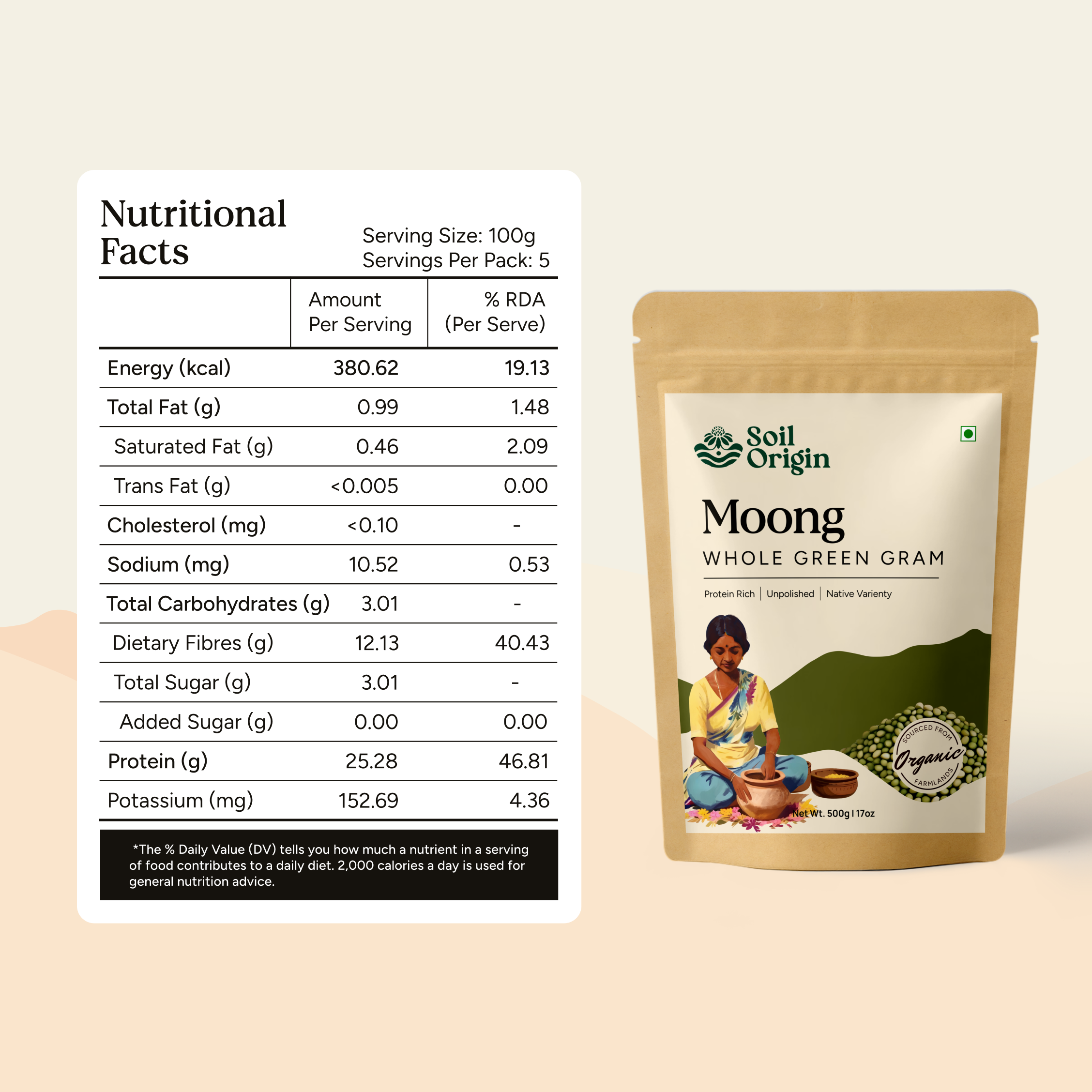 Soil Origin Whole Green Gram (Moong) - 500 Gm