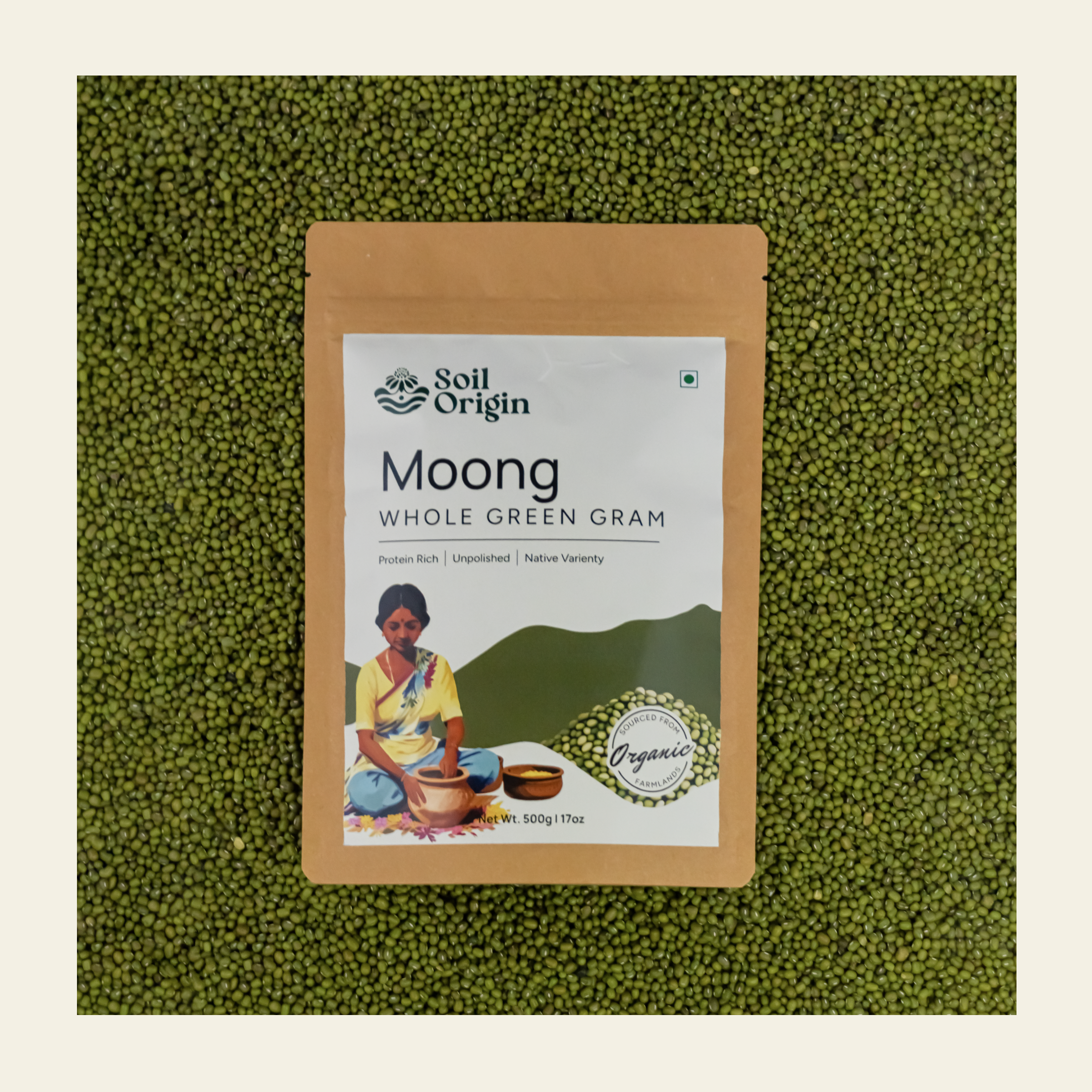 Soil Origin Whole Green Gram (Moong) - 500 Gm