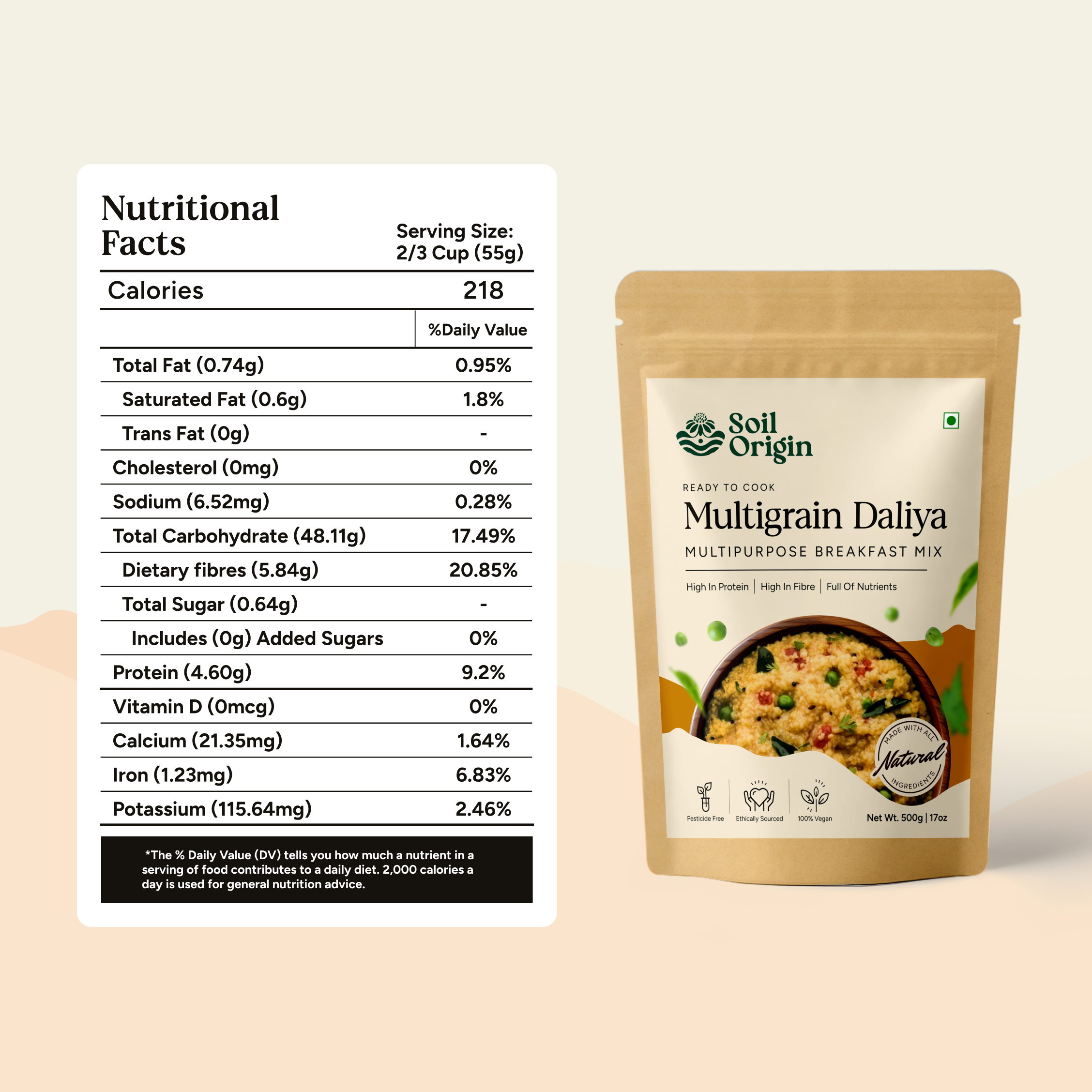 Soil Origin Multigrain Daliya - 500 Gm