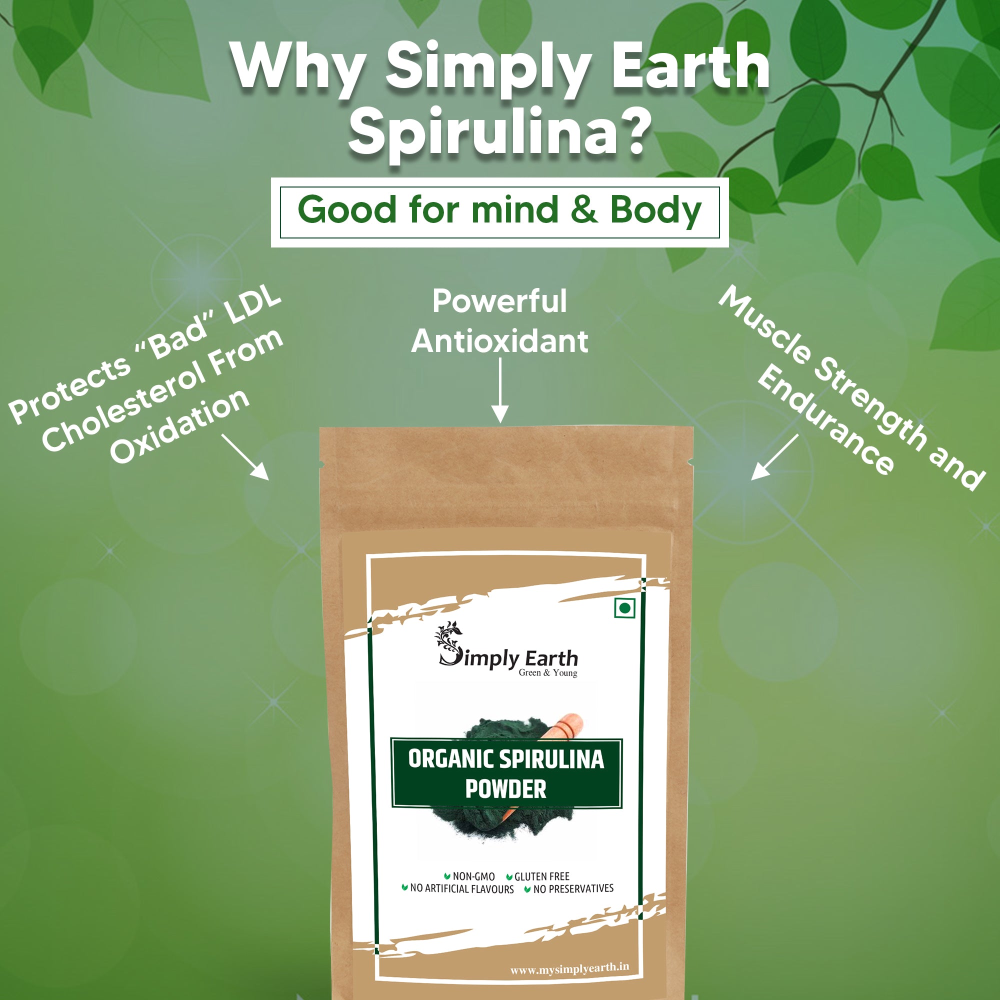 Simply Earth Organic Spirulina Powder - 100g Veg Powder