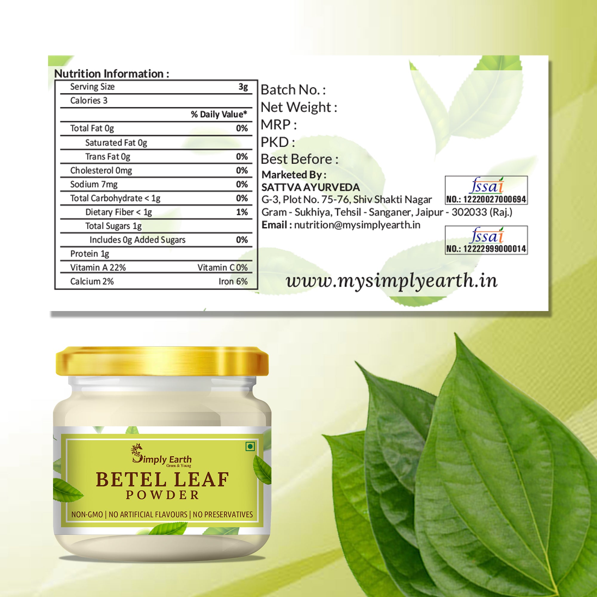 Simply Earth Organic Betel Leaf Powder - 100 GM