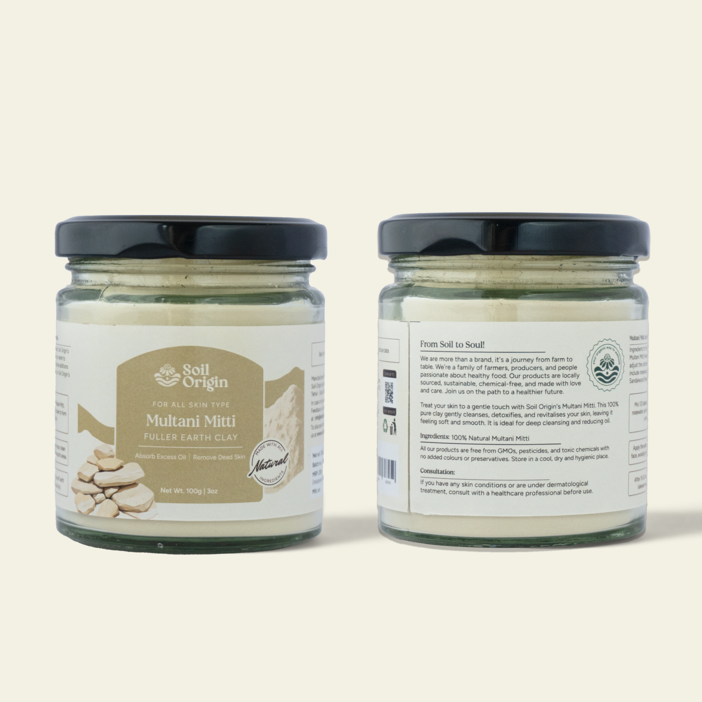 Soil Origin Natural Skincare Duo - Sandalwood Powder & Multani Mitti