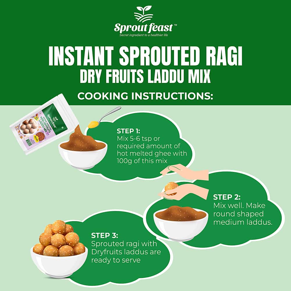 Sprout Feast Instant Sprouted Ragi Dry fruits Laddu Mix 250g