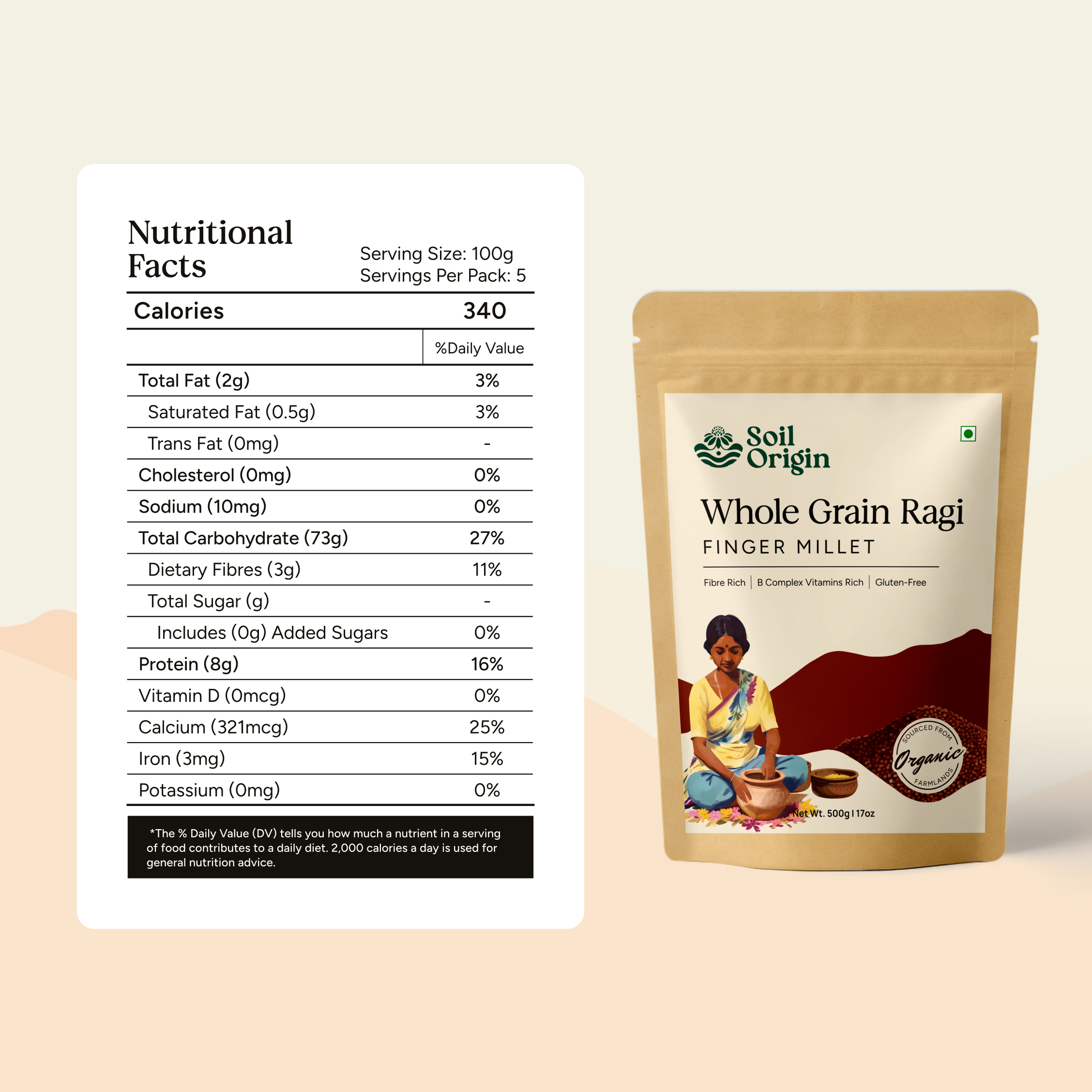 Soil Origin Ragi Whole (Finger Millet) - 500 Gm