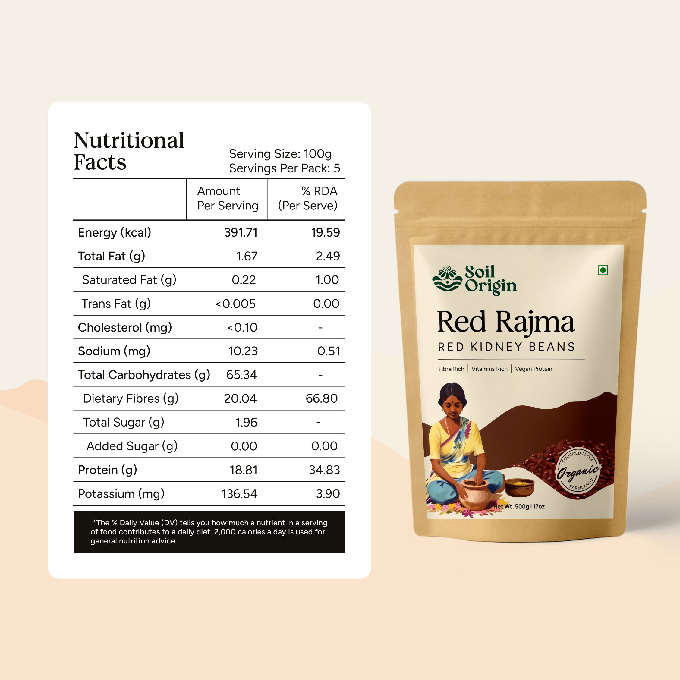 Soil Origin Red Rajma (Kidney Beans) - 500 Gm