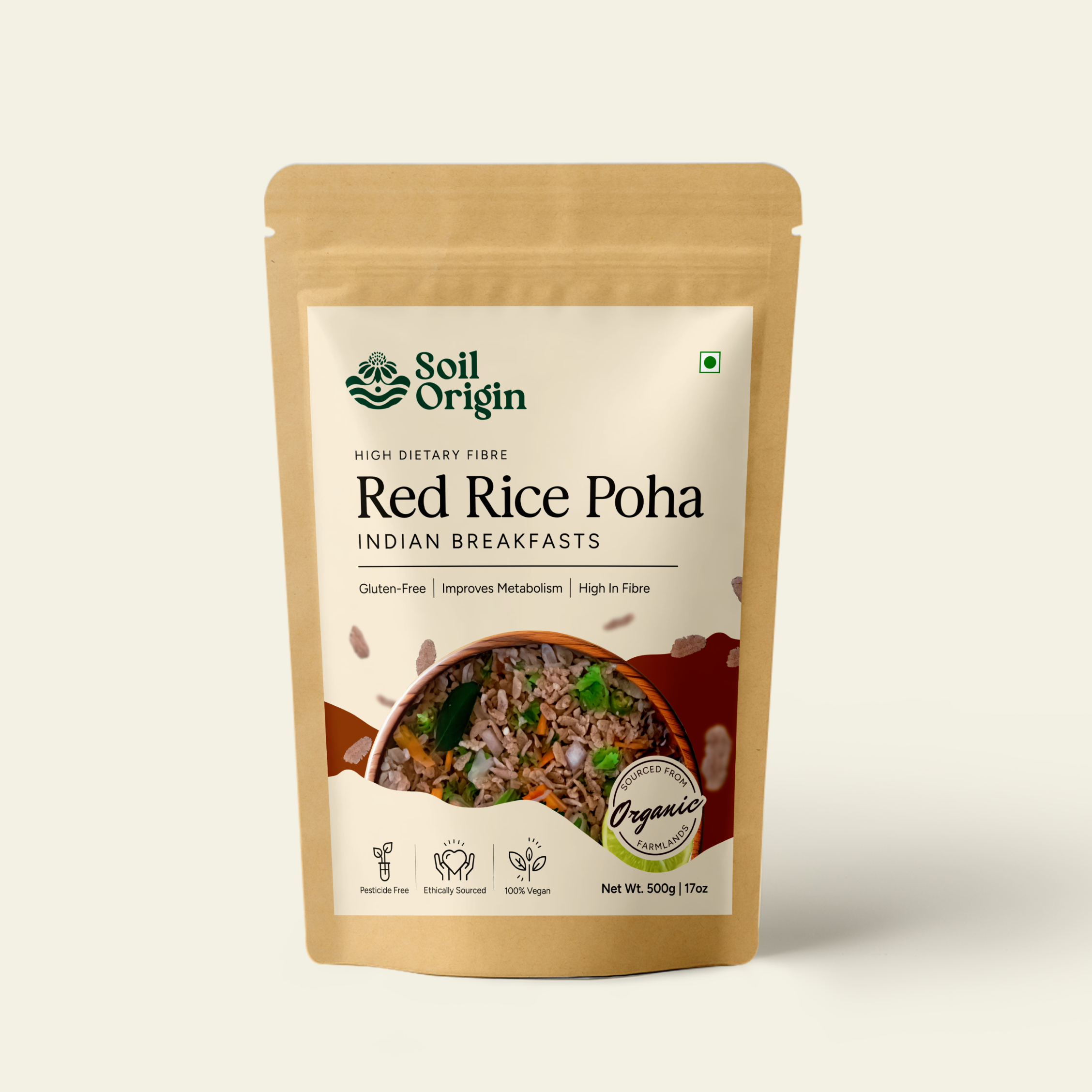 Soil Origin Red Rice Poha (Flakes) - 500 Gm