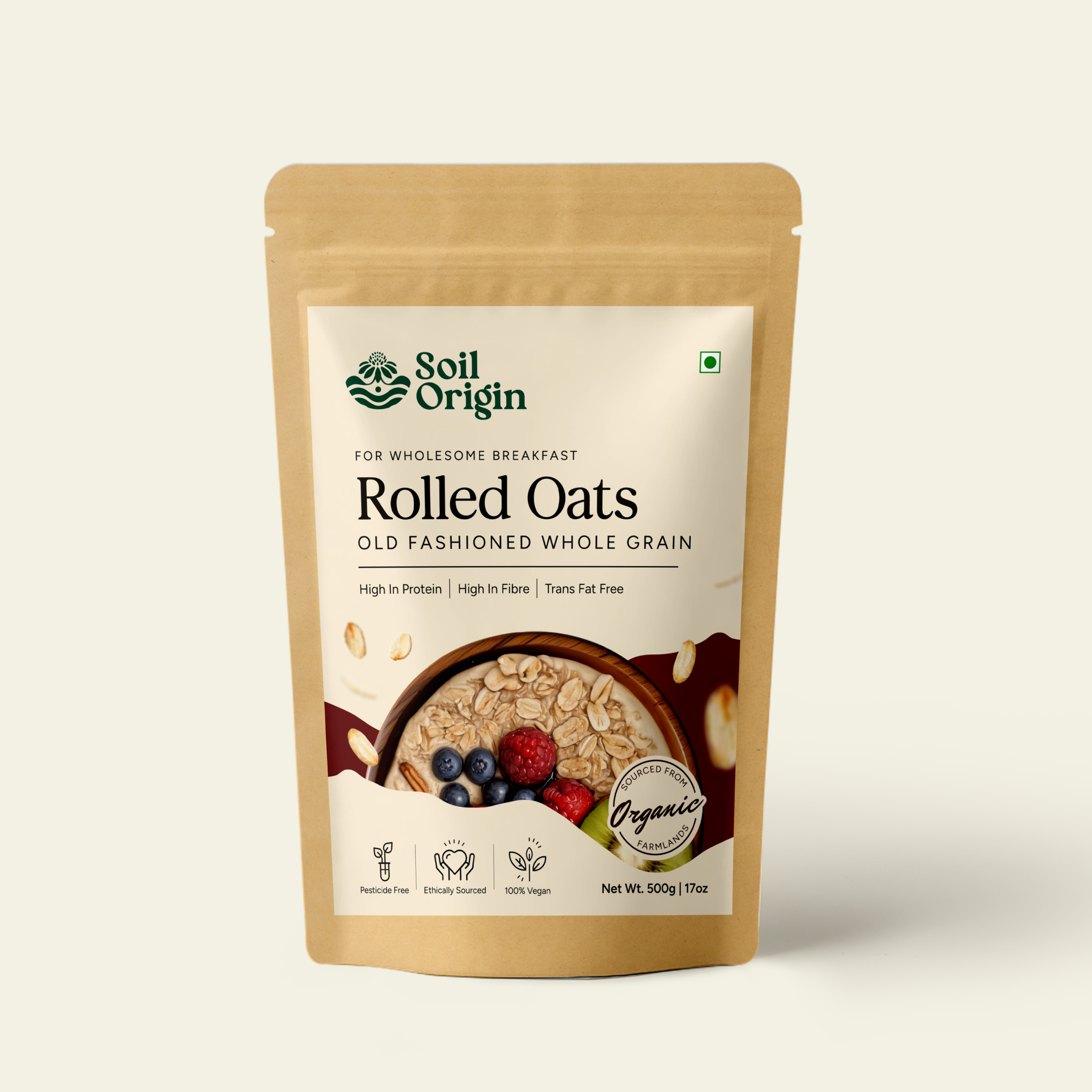 Soil Origin Rolled Oats - 500 Gm