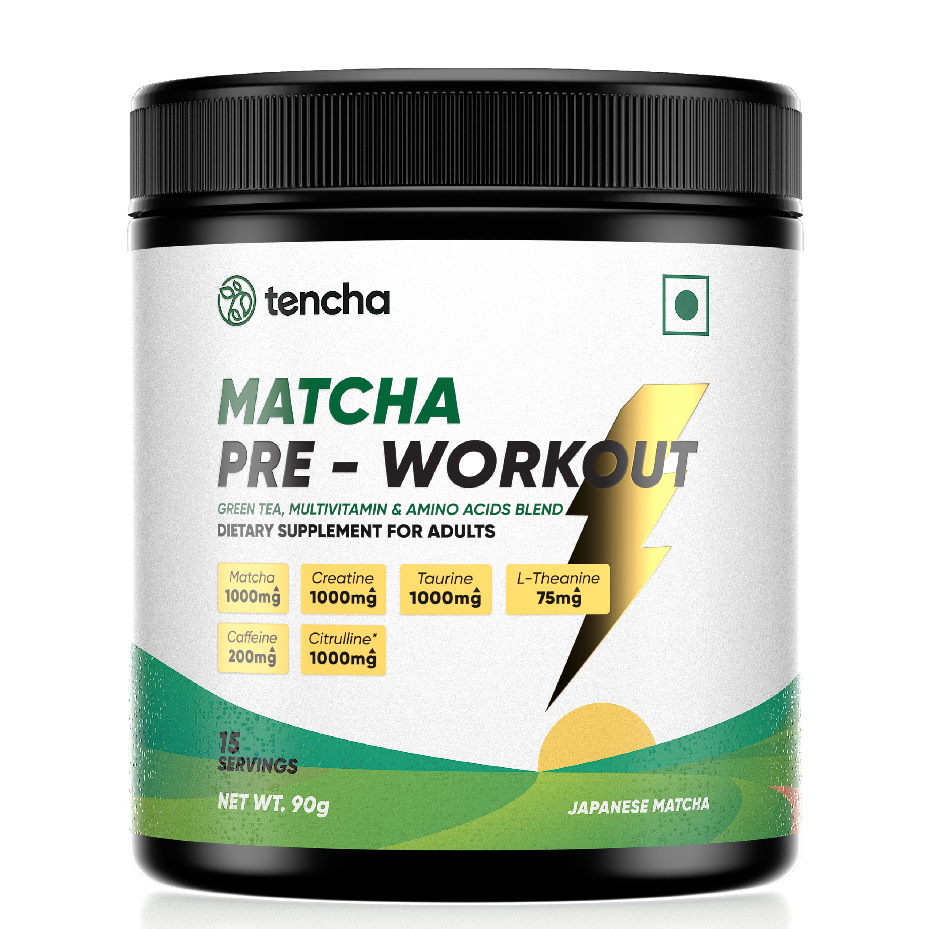 Tencha Pre-Workout Supplements For Men & Women, 90G Powder, 15 Servings