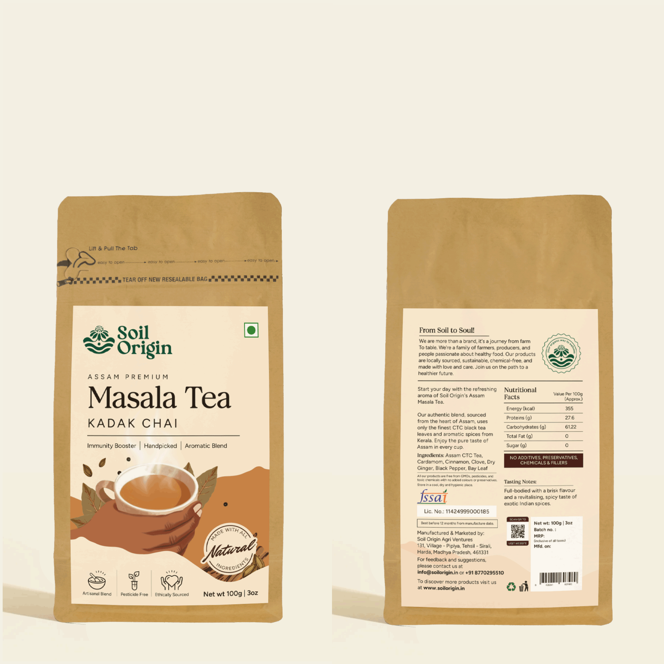 Soil Origin Tea & Coffee Essentials Combo - Assam Masala Tea, Himalayan Green Tea, Filter Coffee