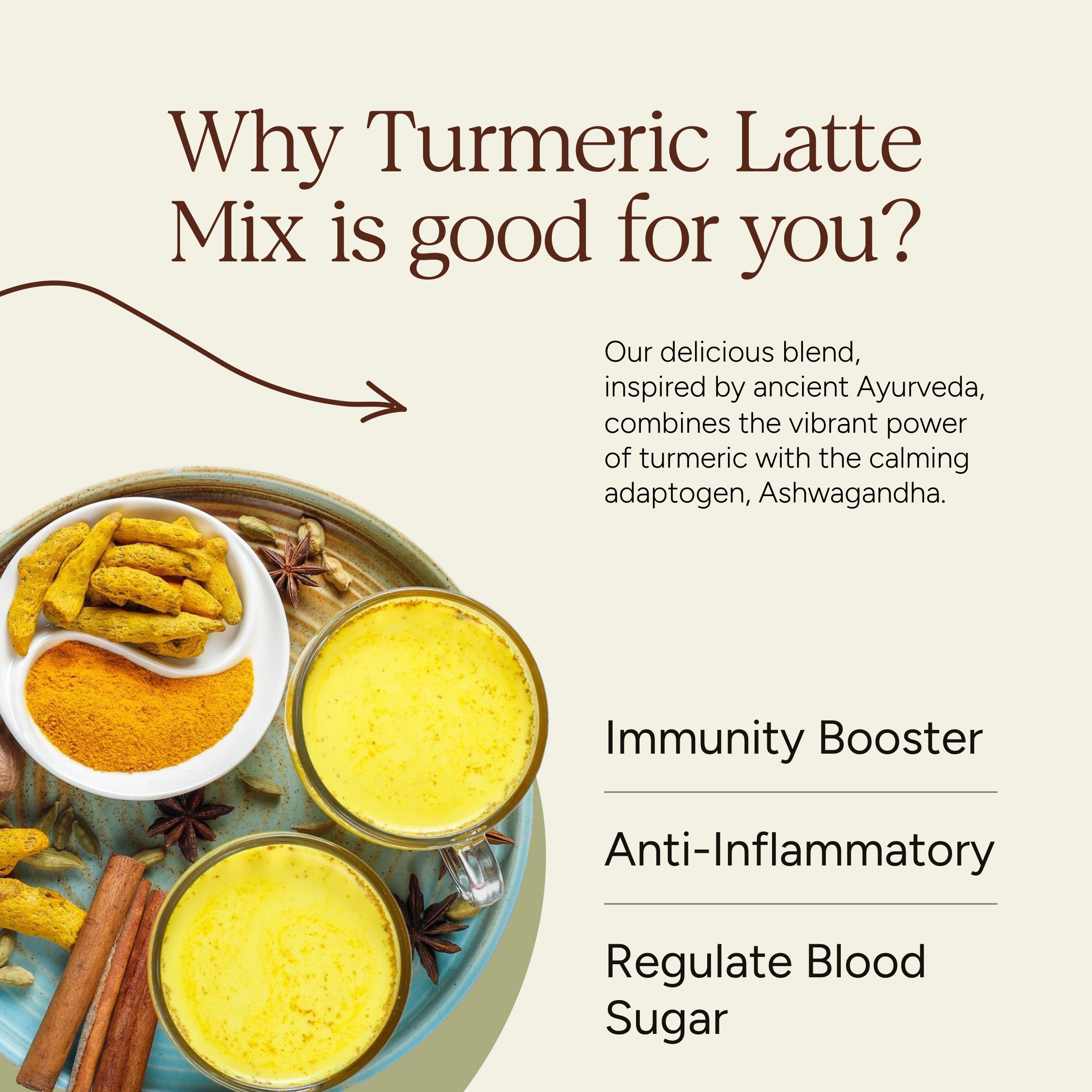 Soil Origin Turmeric Latte Mix  With Ashwagandha (Golden Milk Powder) - 100 Gm