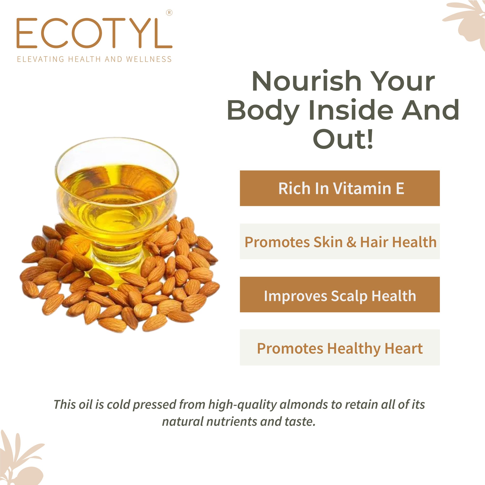 Ecotyl Cold-Pressed Almond Oil (Sweet)- 100g