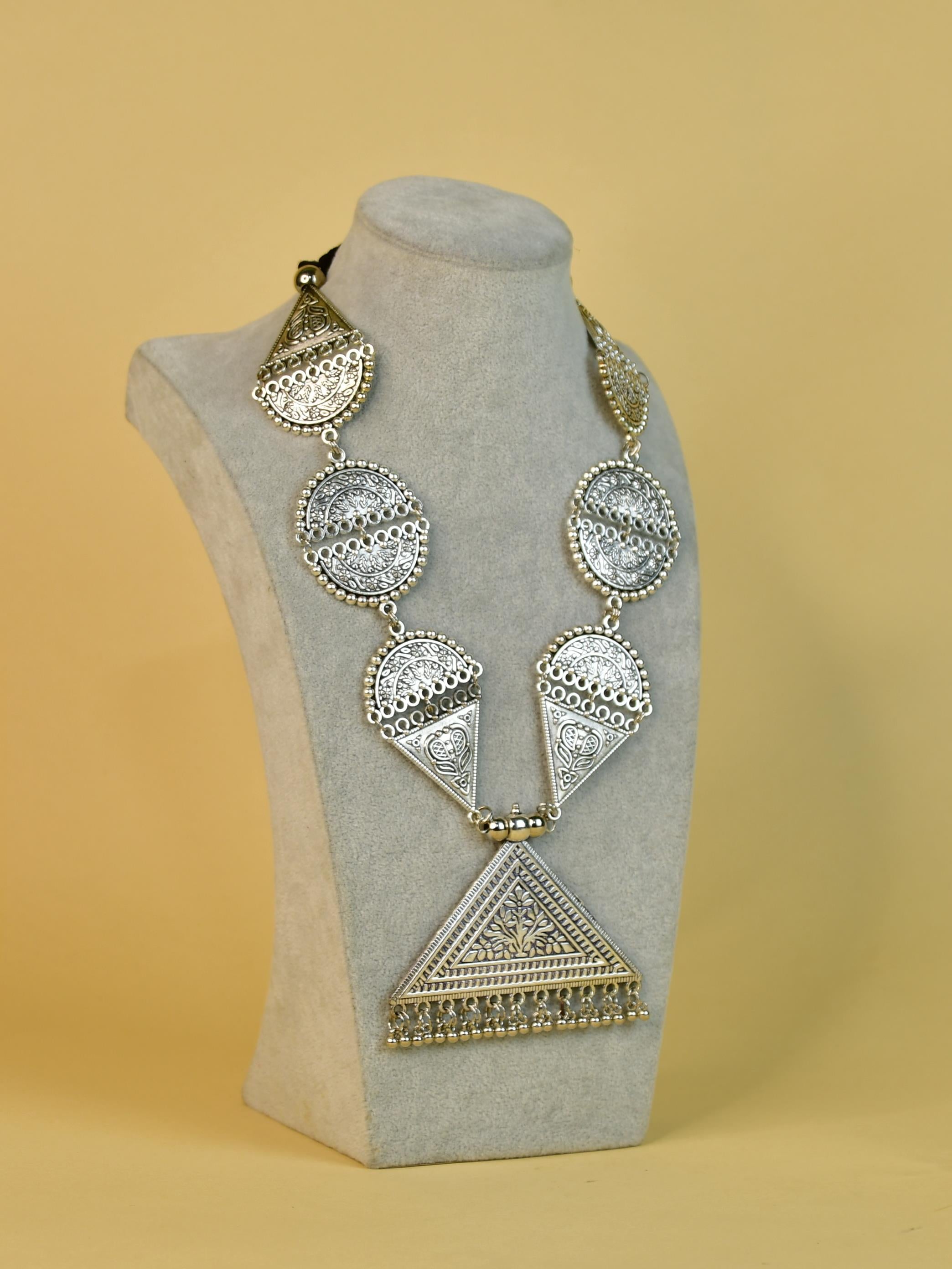 Sowpeace Handcrafted German Silver Necklace: Triangle & Tree Design