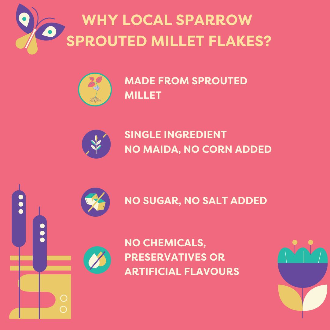 Local Sparrow|Sprouted Kodo Millet Flakes|Kedrav Poha|500g