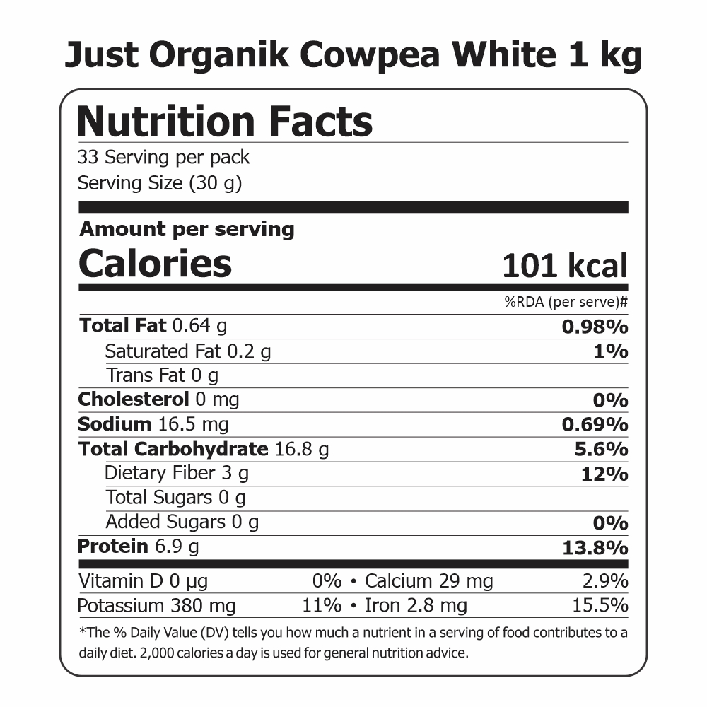 Just Organik Organic Cowpea White (Lobiya/Karamani) 1kg